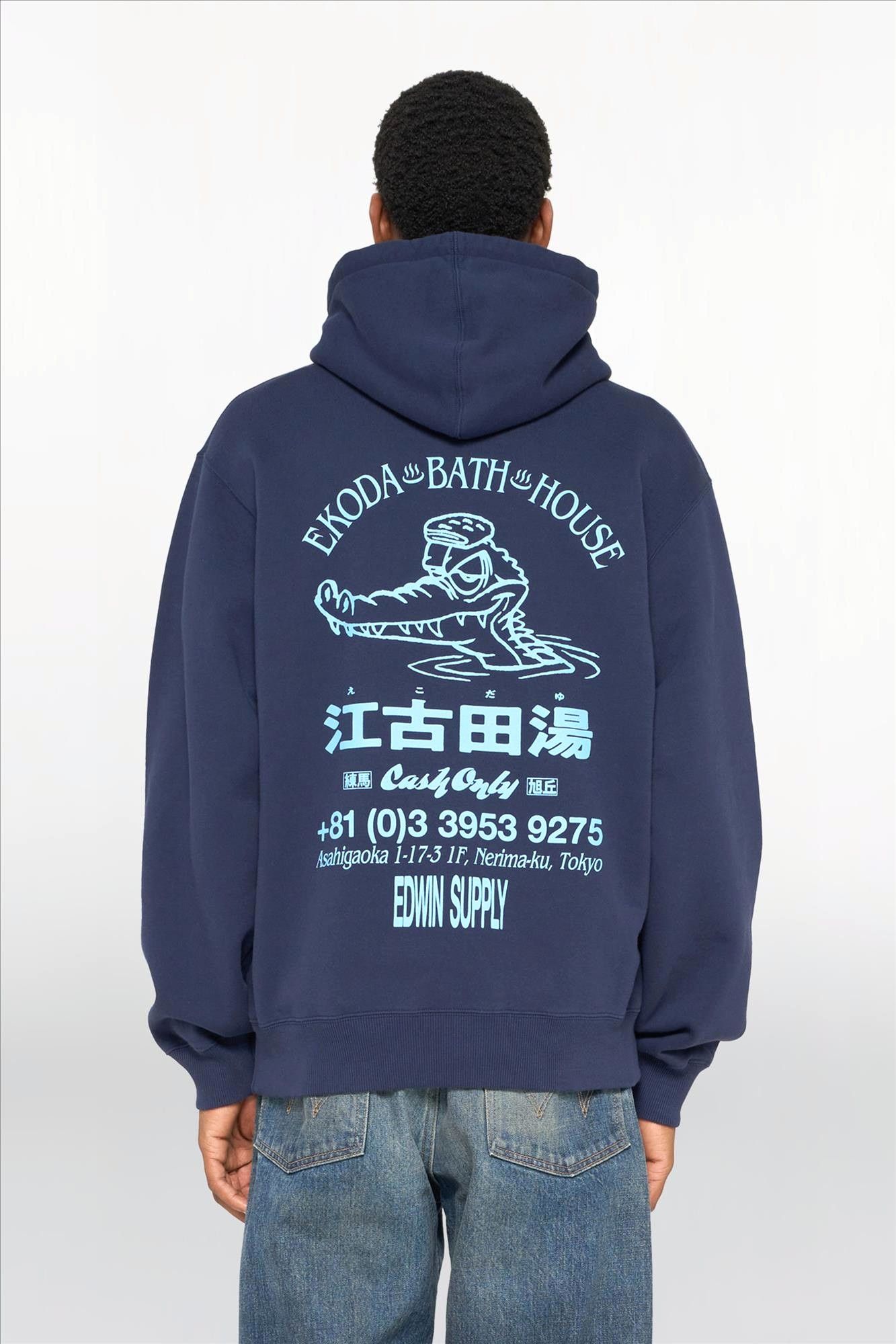 Edwin - Donkerblauwe Ekoda Bath House hoodie