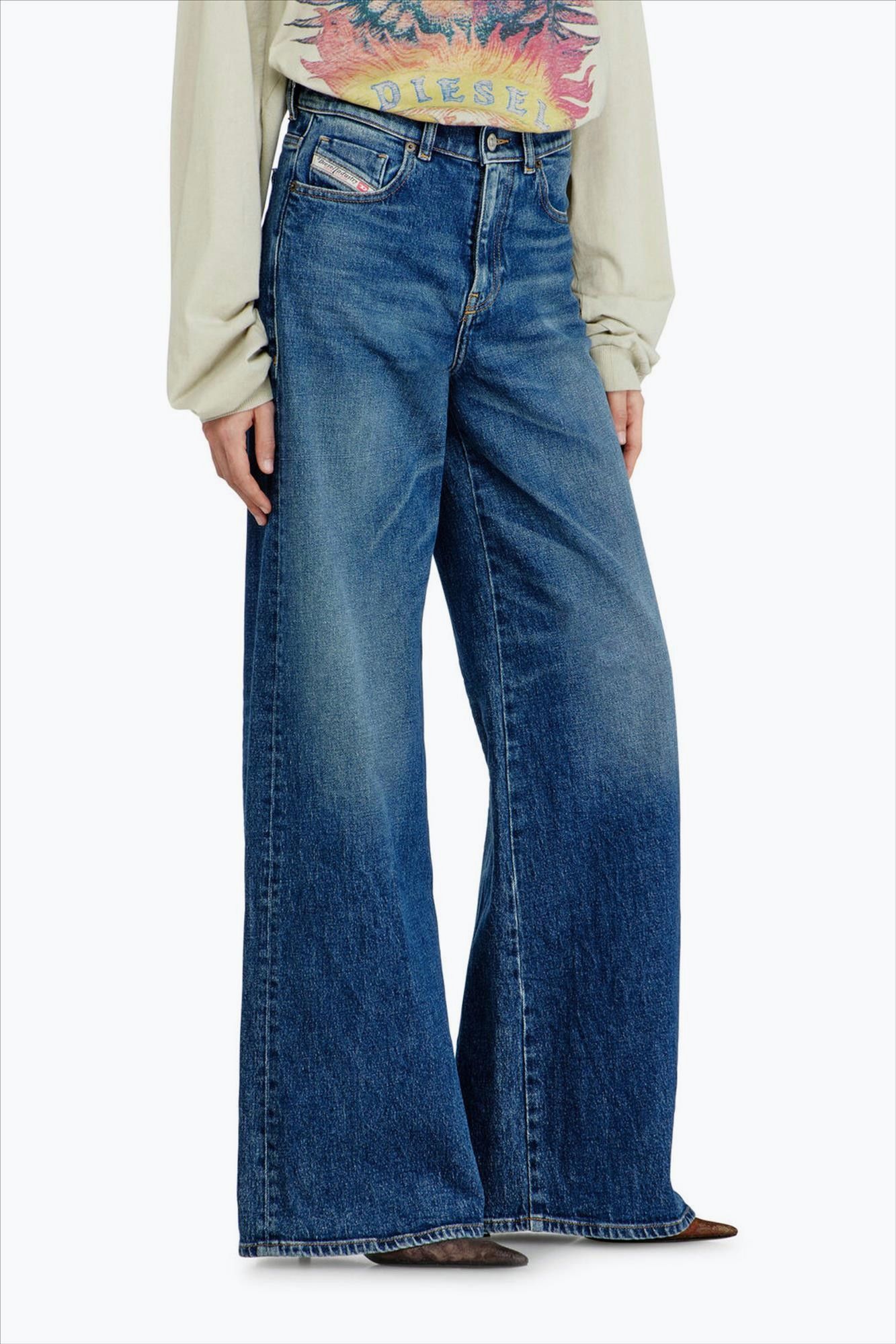 Diesel - Donkerblauwe 1978 D-Akemi wide jeans