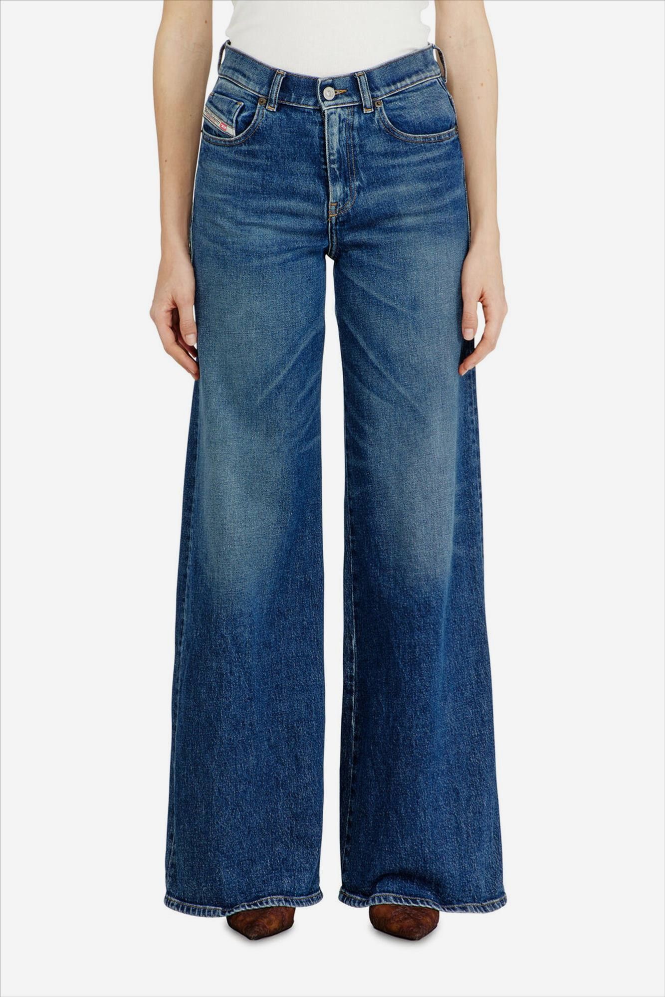 Diesel - Donkerblauwe 1978 D-Akemi wide jeans