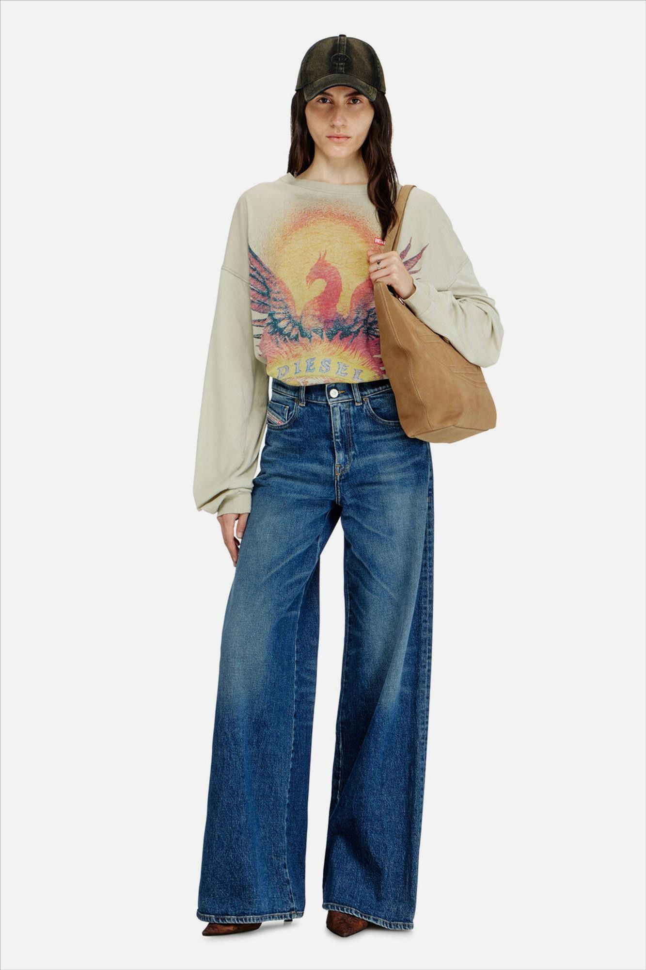 Diesel - Donkerblauwe 1978 D-Akemi wide jeans