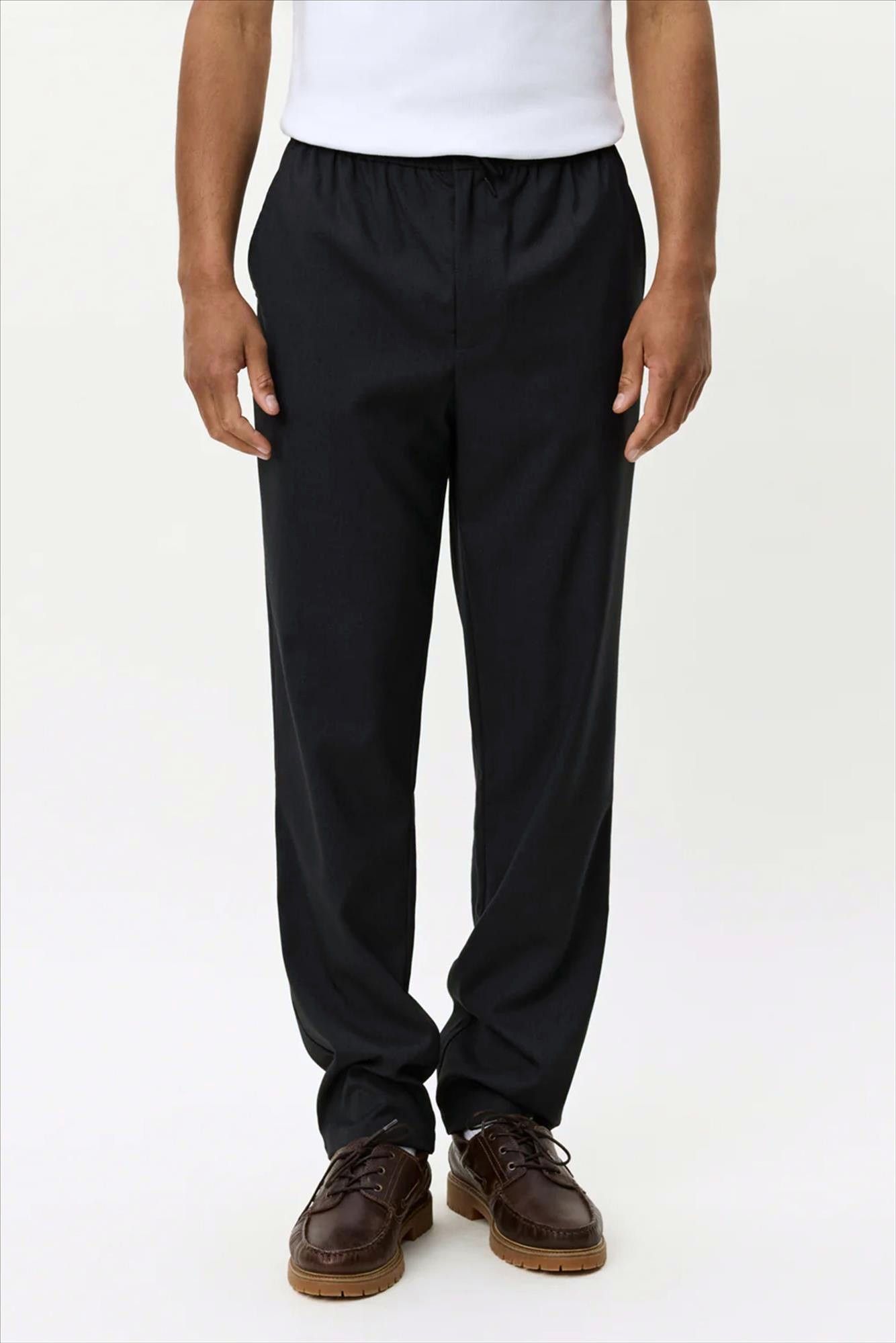 LES DEUX  - Donkergrijze Como tapered Drawstring broek