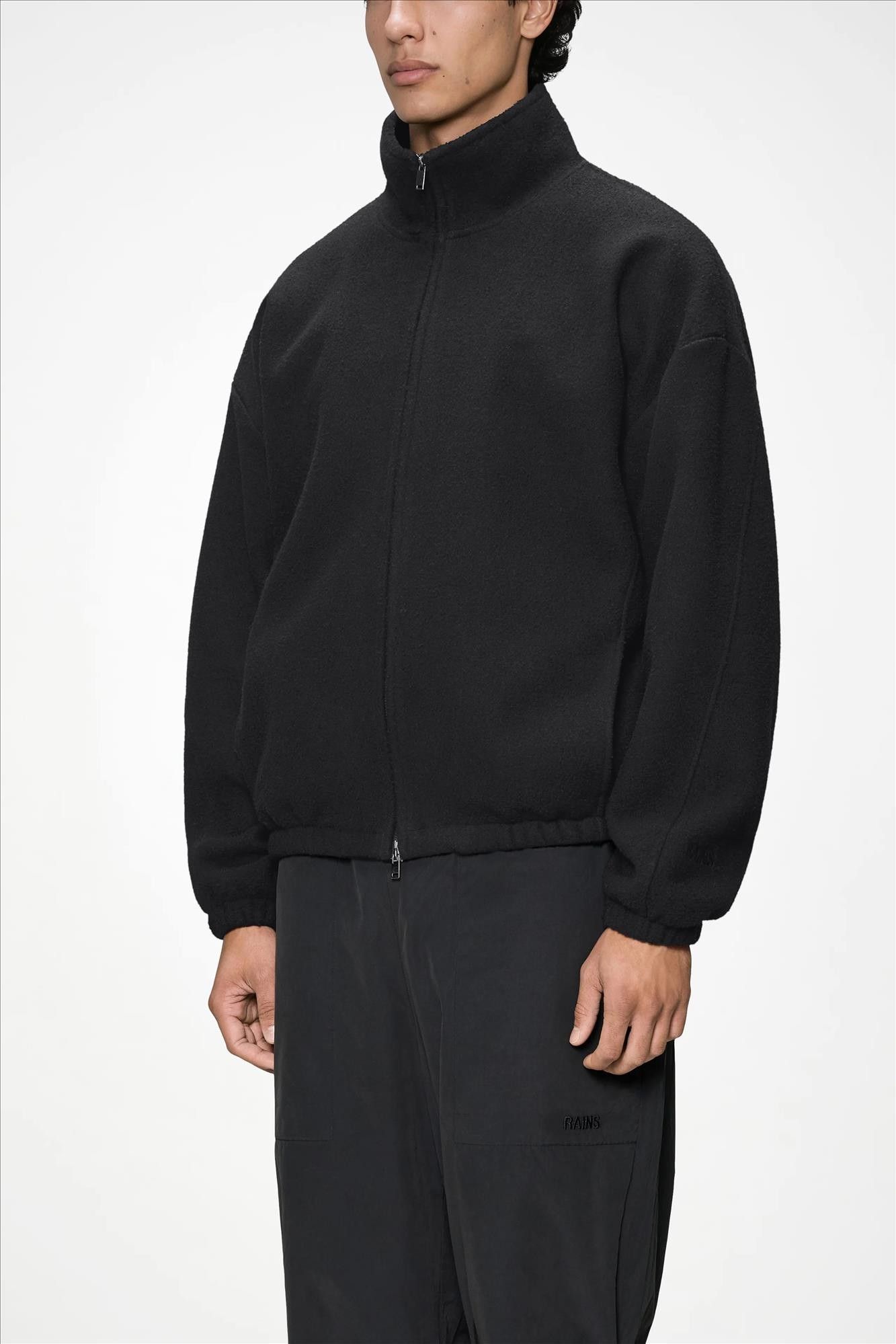 RAINS - Donkerbruine Fleece Zip jas
