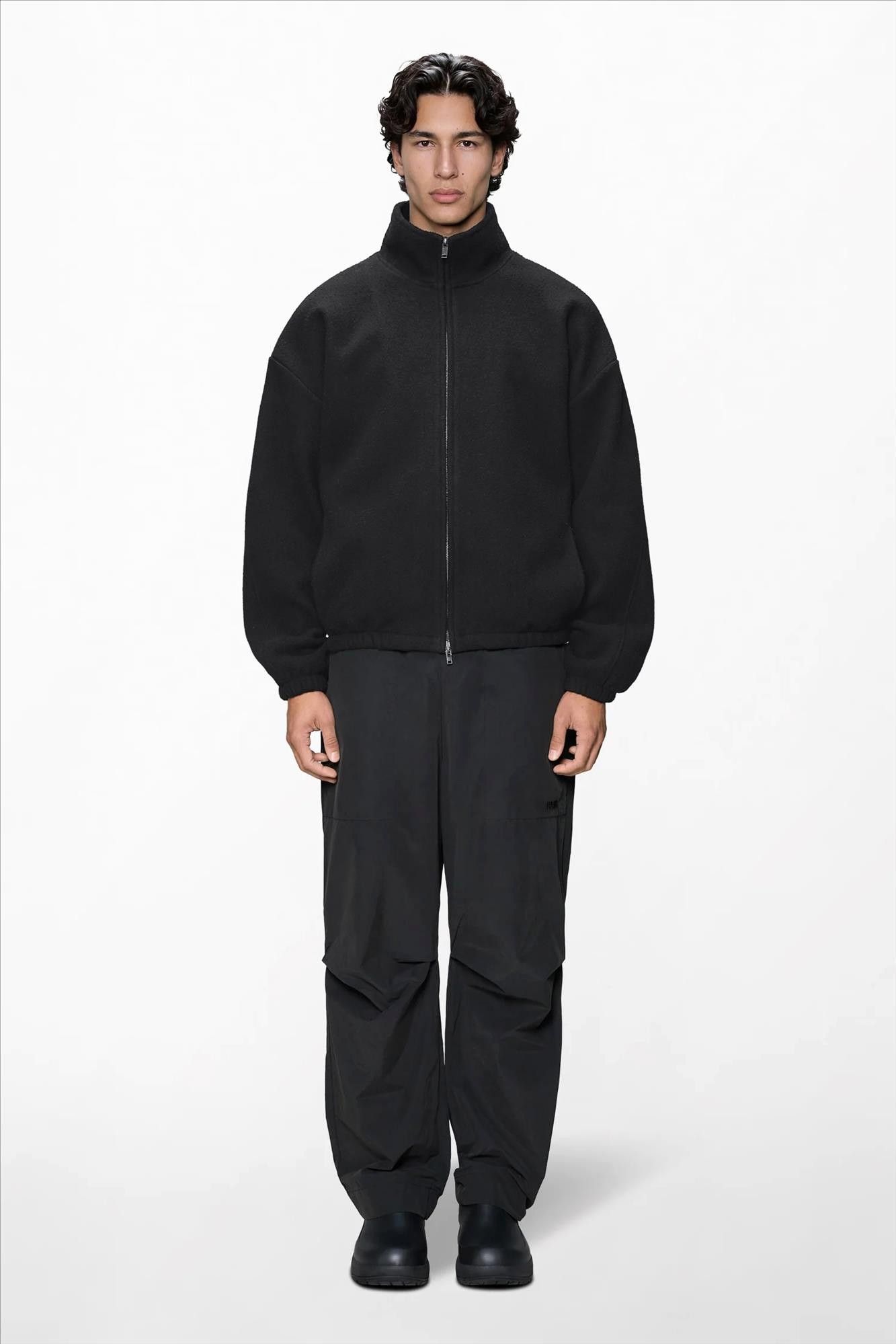 RAINS - Donkerbruine Fleece Zip jas