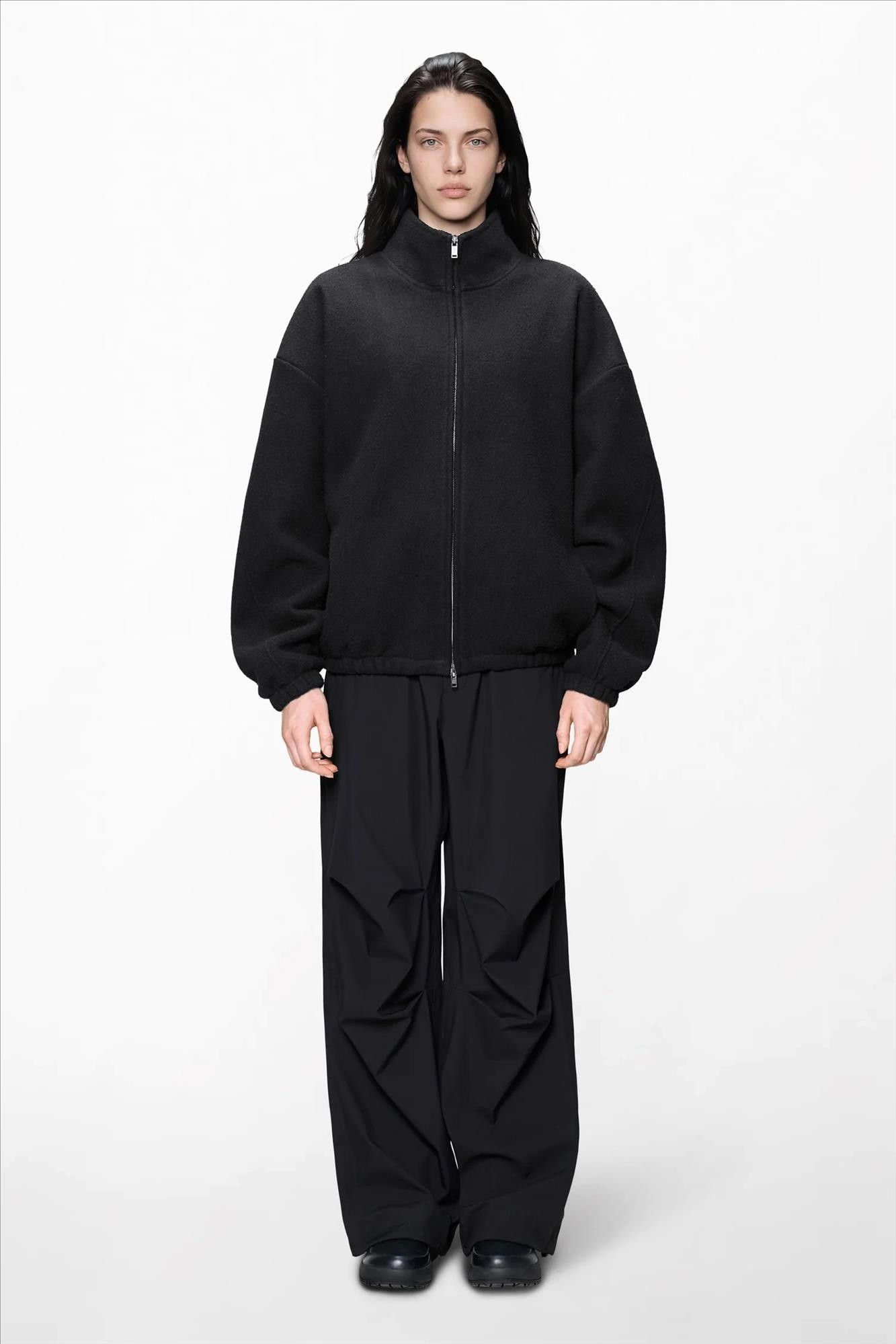 RAINS - Donkerbruine Fleece Zip jas