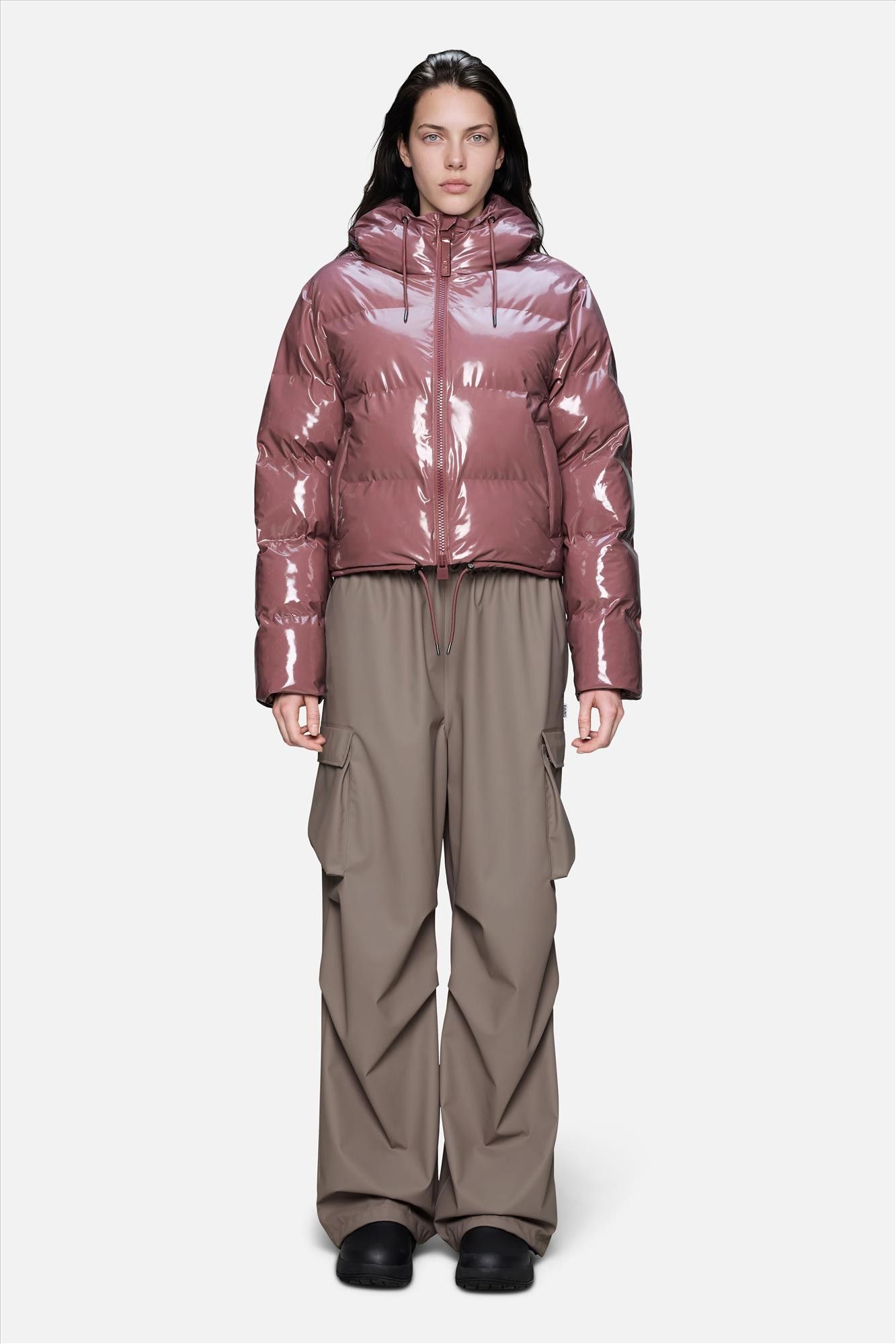 RAINS - Roze Alta Short pufferjas