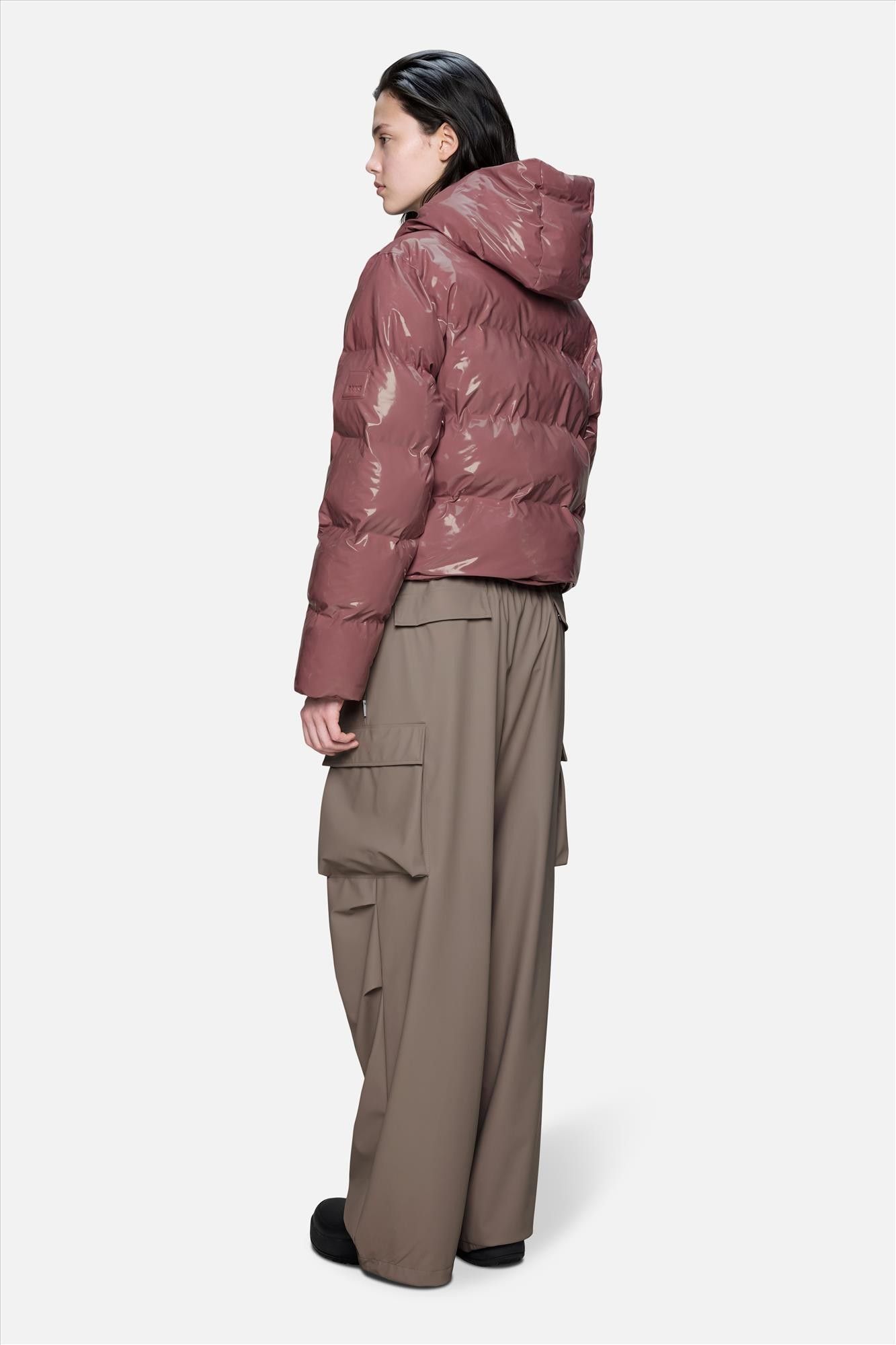 RAINS - Roze Alta Short pufferjas