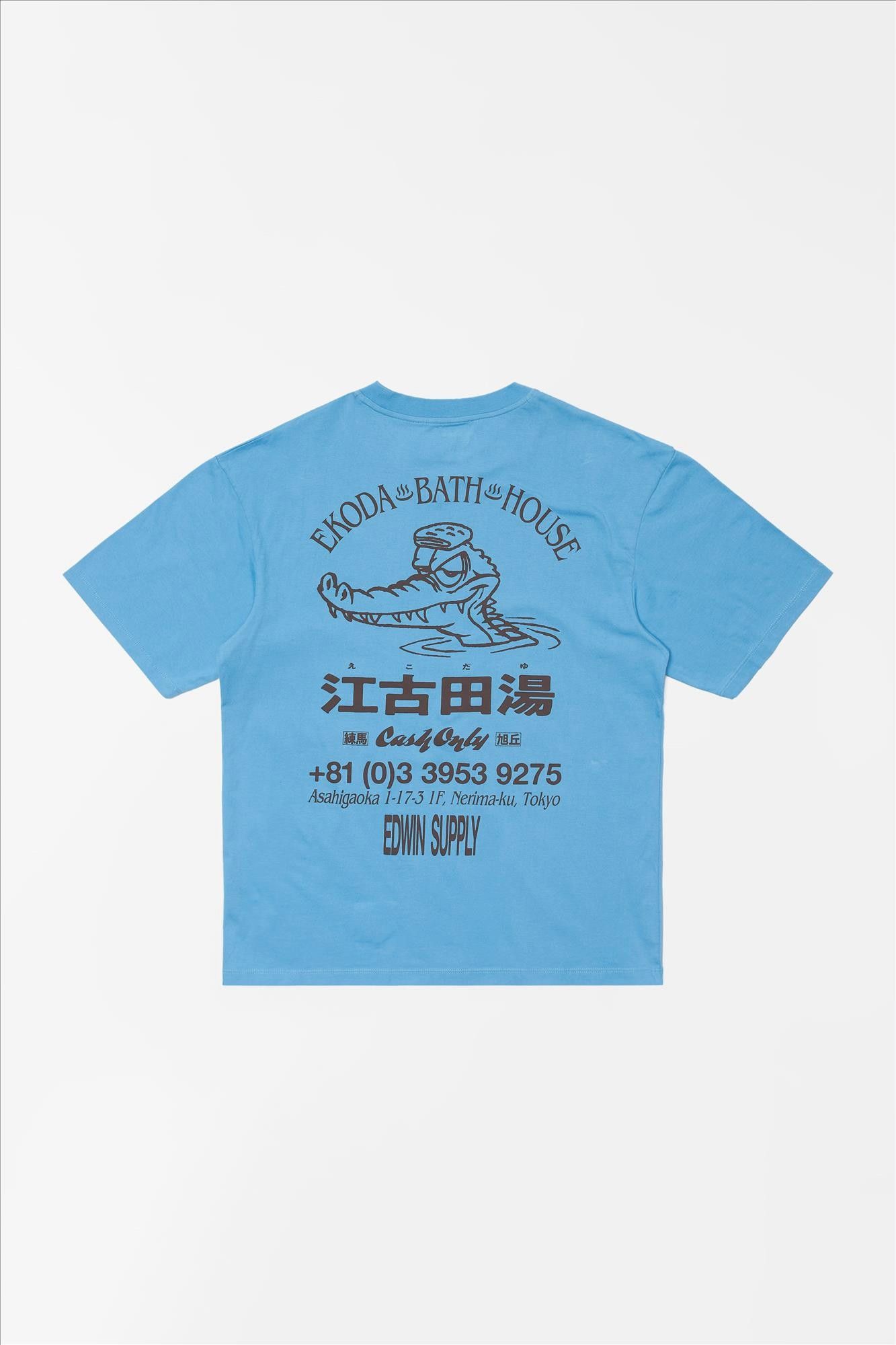Edwin - Lichtblauwe Ekoda Bath House T-shirt