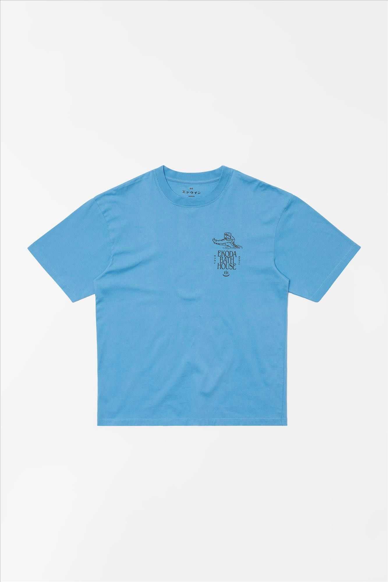Edwin - Lichtblauwe Ekoda Bath House T-shirt