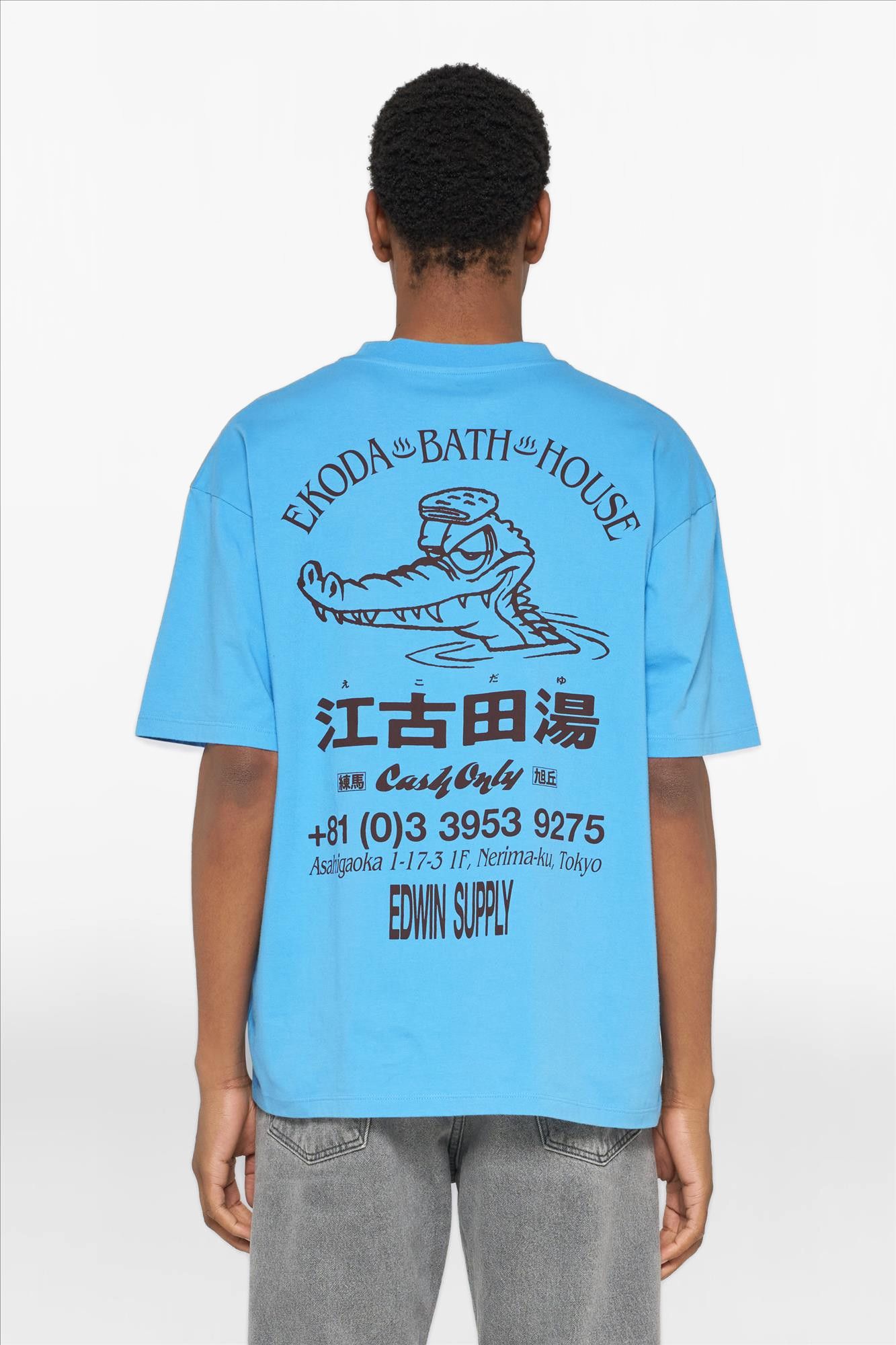 Edwin - Lichtblauwe Ekoda Bath House T-shirt