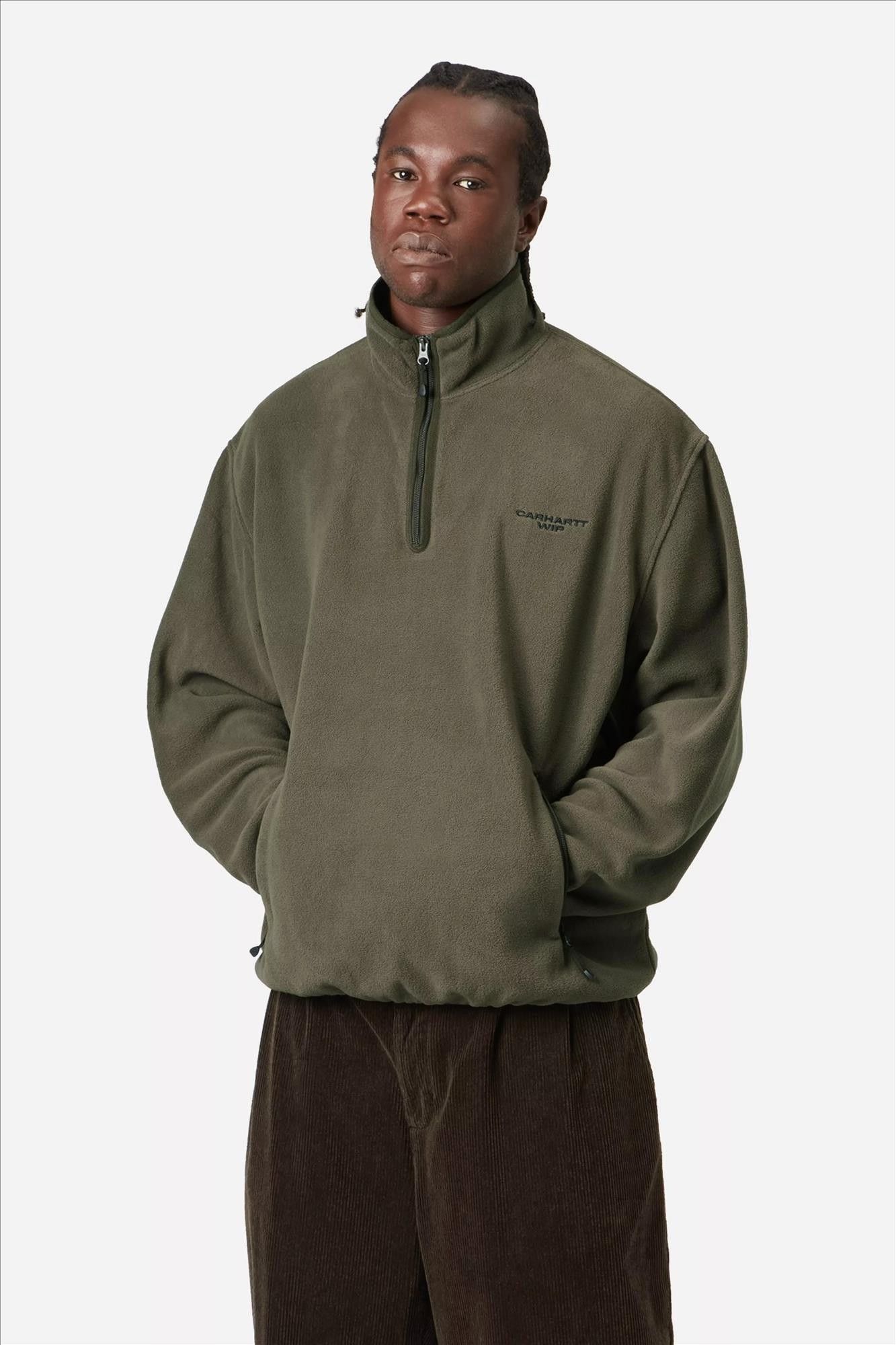 Carhartt WIP - Kaki Edmore Half Zip sweater