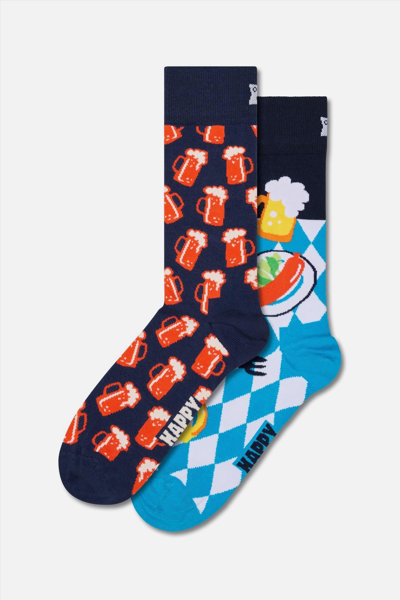 Happy Socks - Donkerblauwe 2-pack Wurst and Beer sokken, maat: 41-46