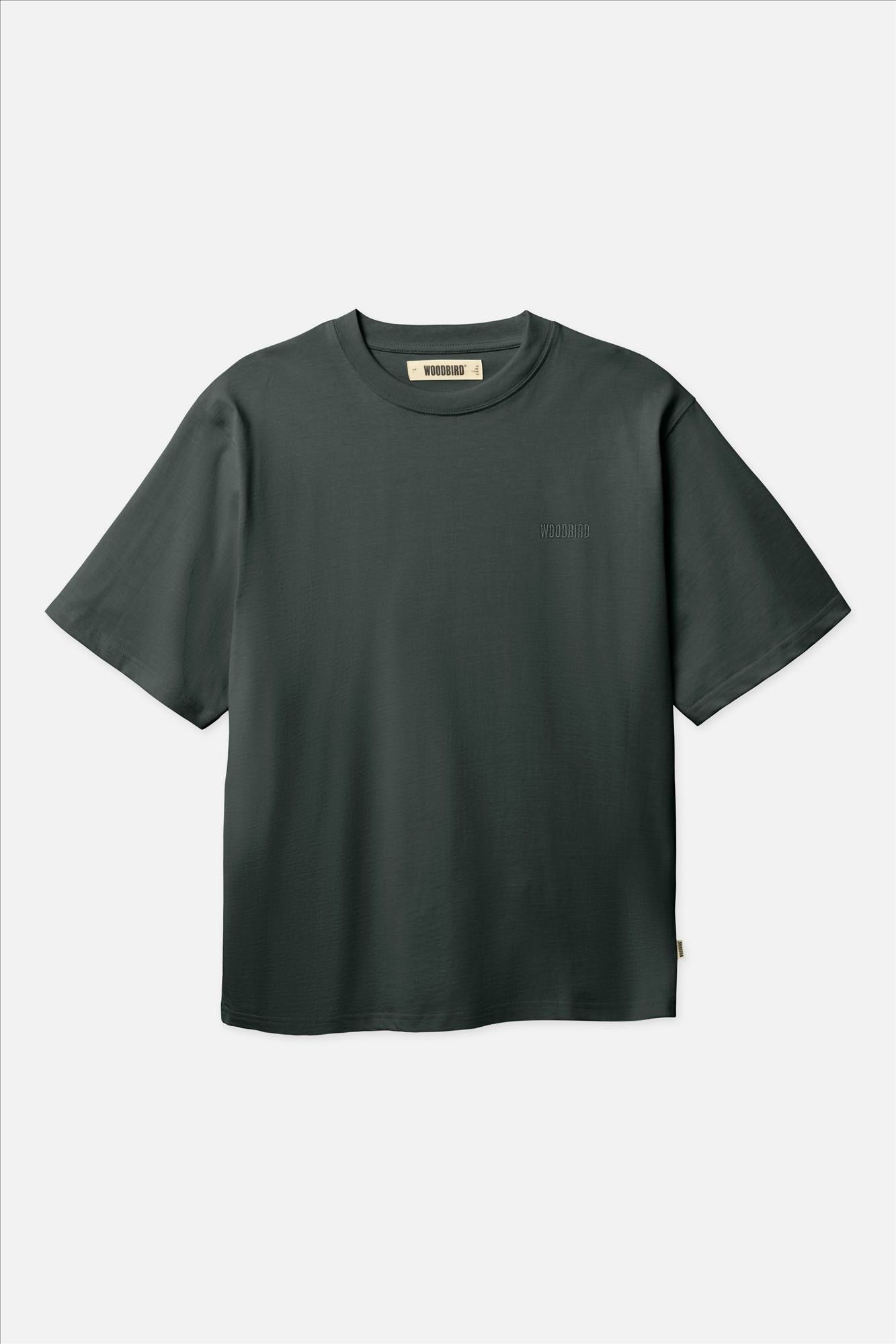 WOODBIRD - Donkergroene Baine Base T-shirt