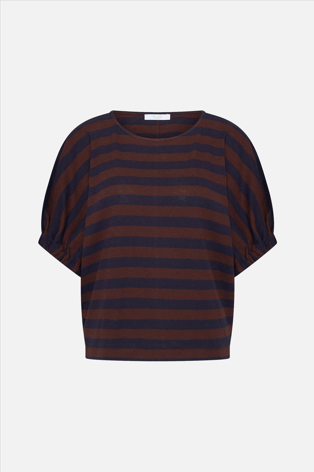 BY BAR - Donkerblauwe-Donkerbruine Merle T-shirt