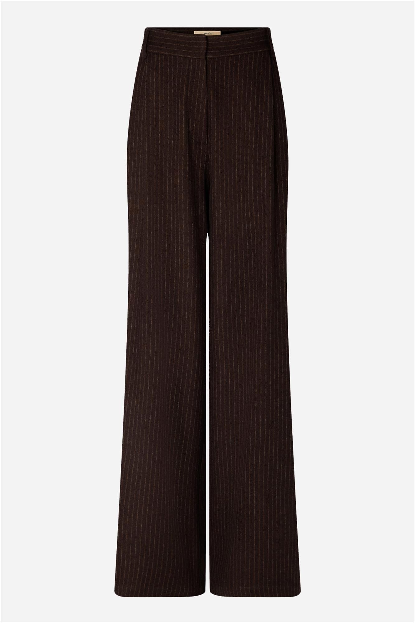 Sessùn - Donkerbruine Orozco Pinstripe broek