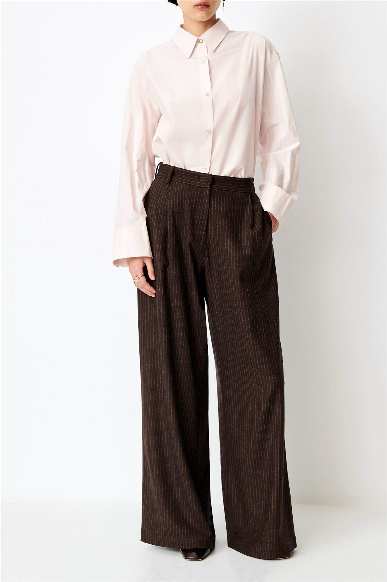 Sessùn - Donkerbruine Orozco Pinstripe broek