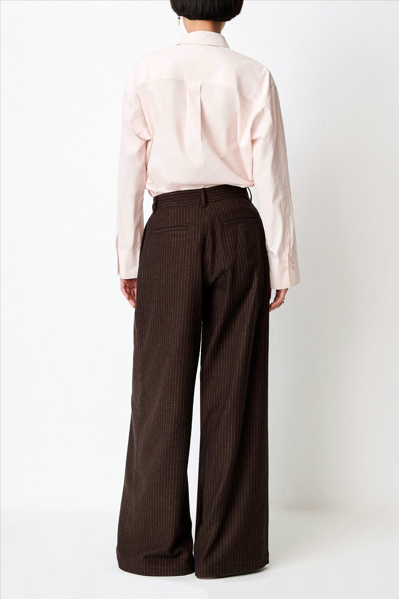Sessùn - Donkerbruine Orozco Pinstripe broek