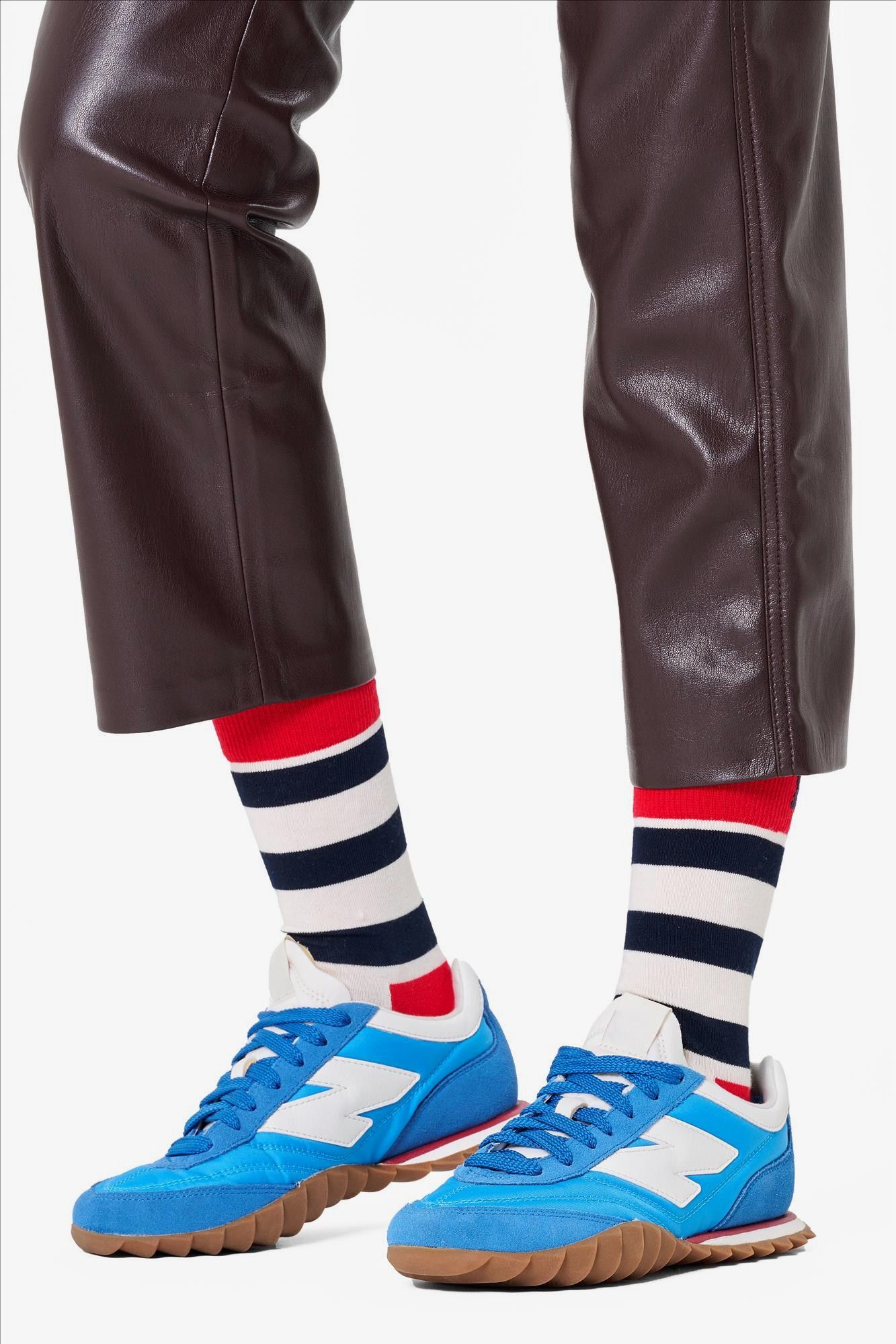 Happy Socks - Ecru-donkerblauw-rode Stripe sokken, maat: 36-40