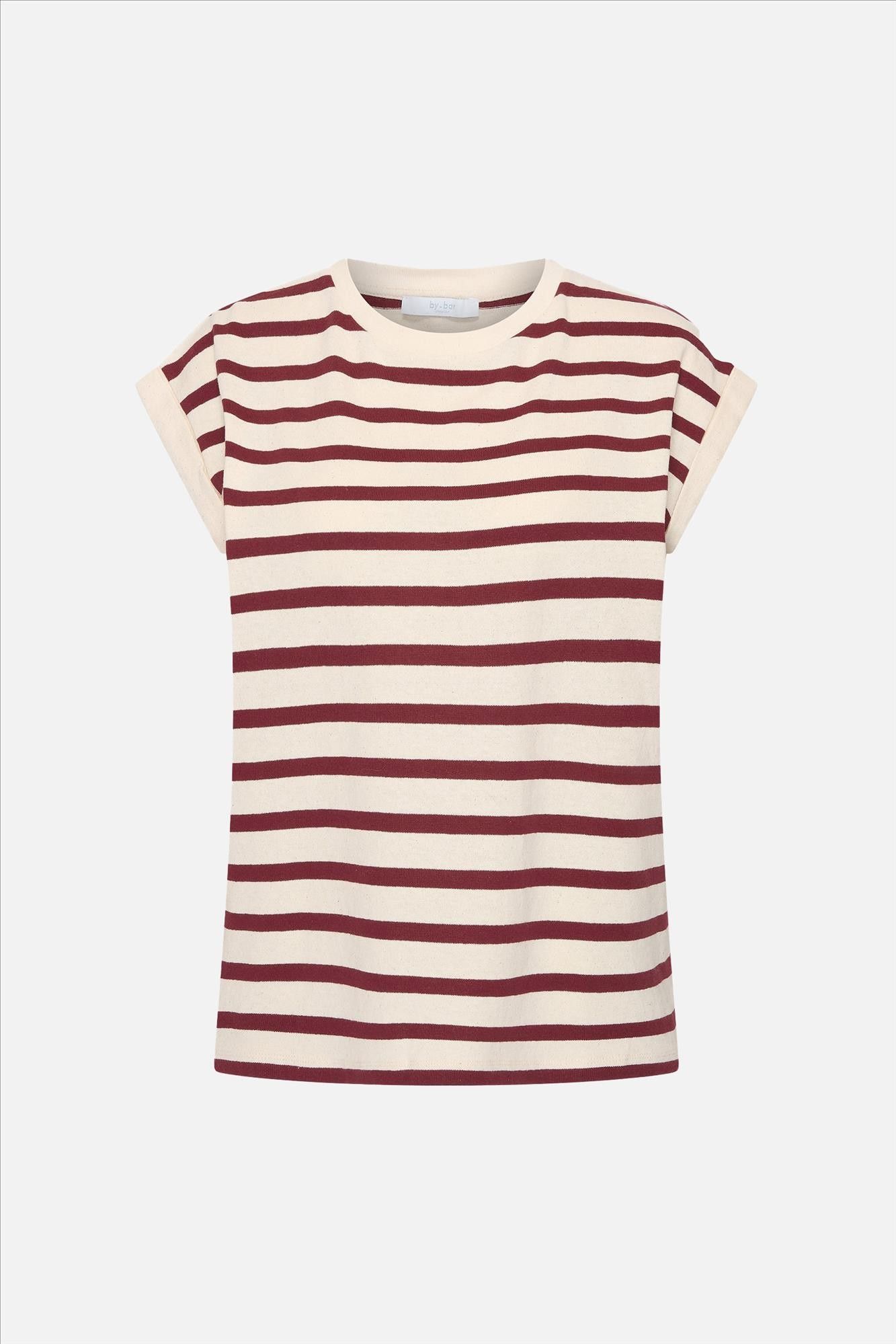 BY BAR - Ecru-Bordeaux Tobi Stripe T-shirt