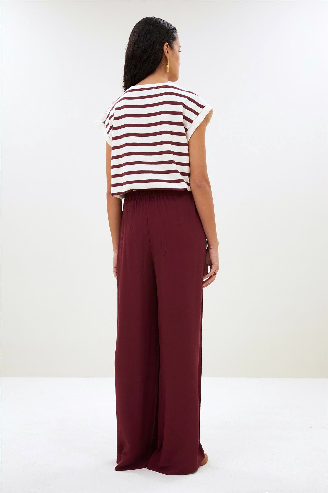 BY BAR - Ecru-Bordeaux Tobi Stripe T-shirt