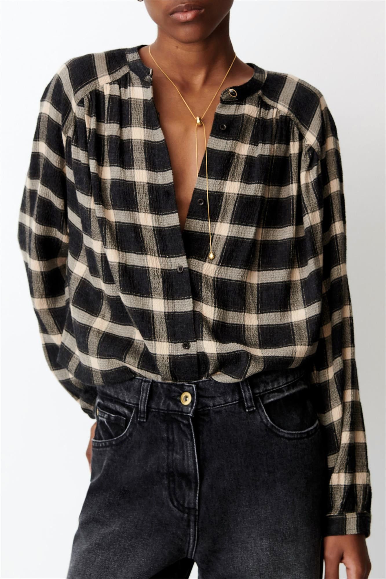 Sessùn - Zwart-Beige Nicolas blouse