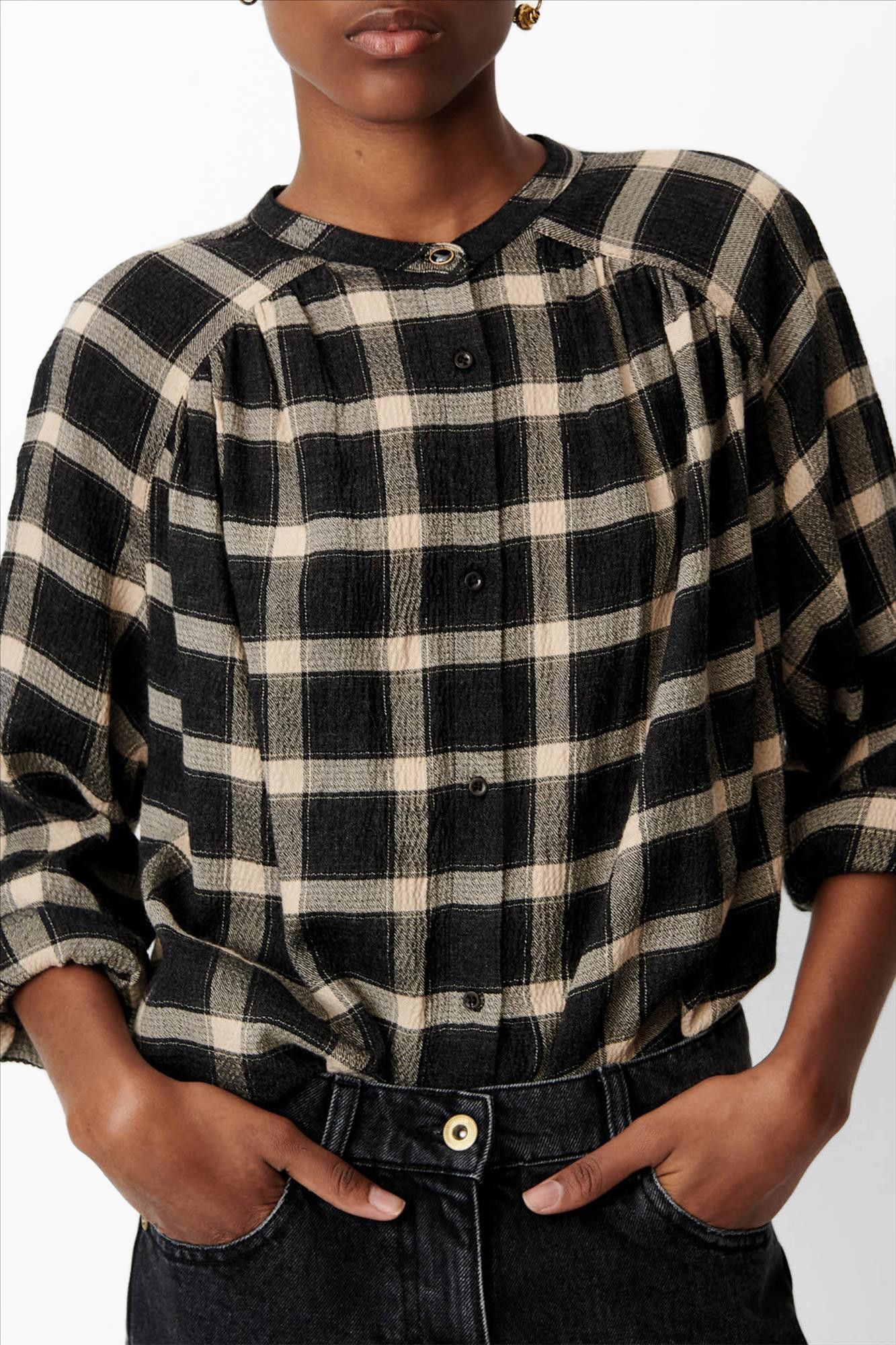 Sessùn - Zwart-Beige Nicolas blouse