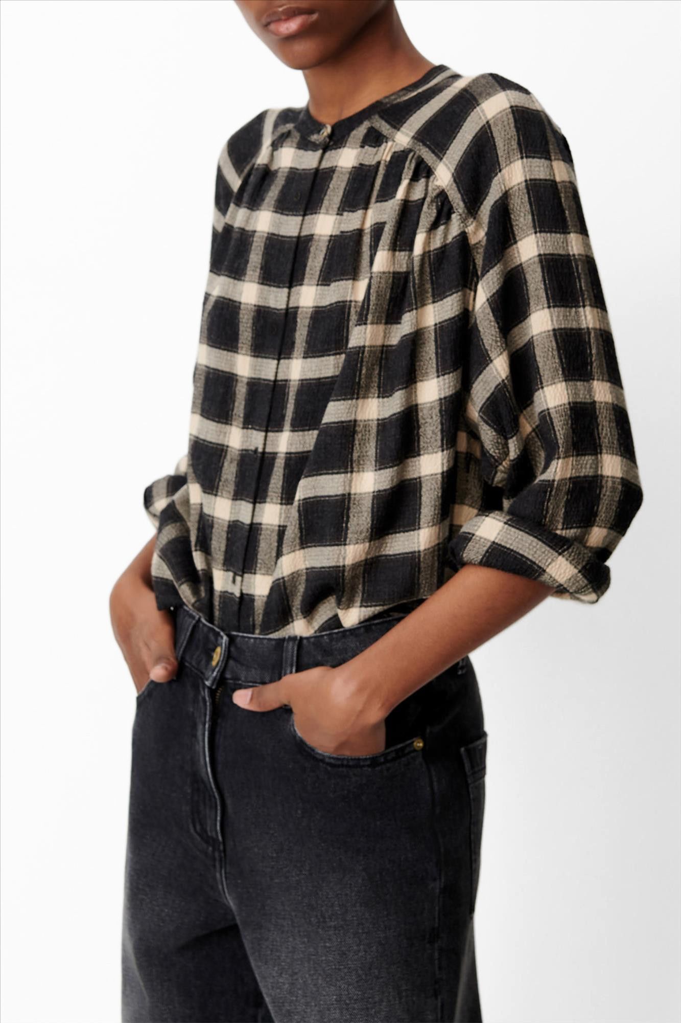 Sessùn - Zwart-Beige Nicolas blouse