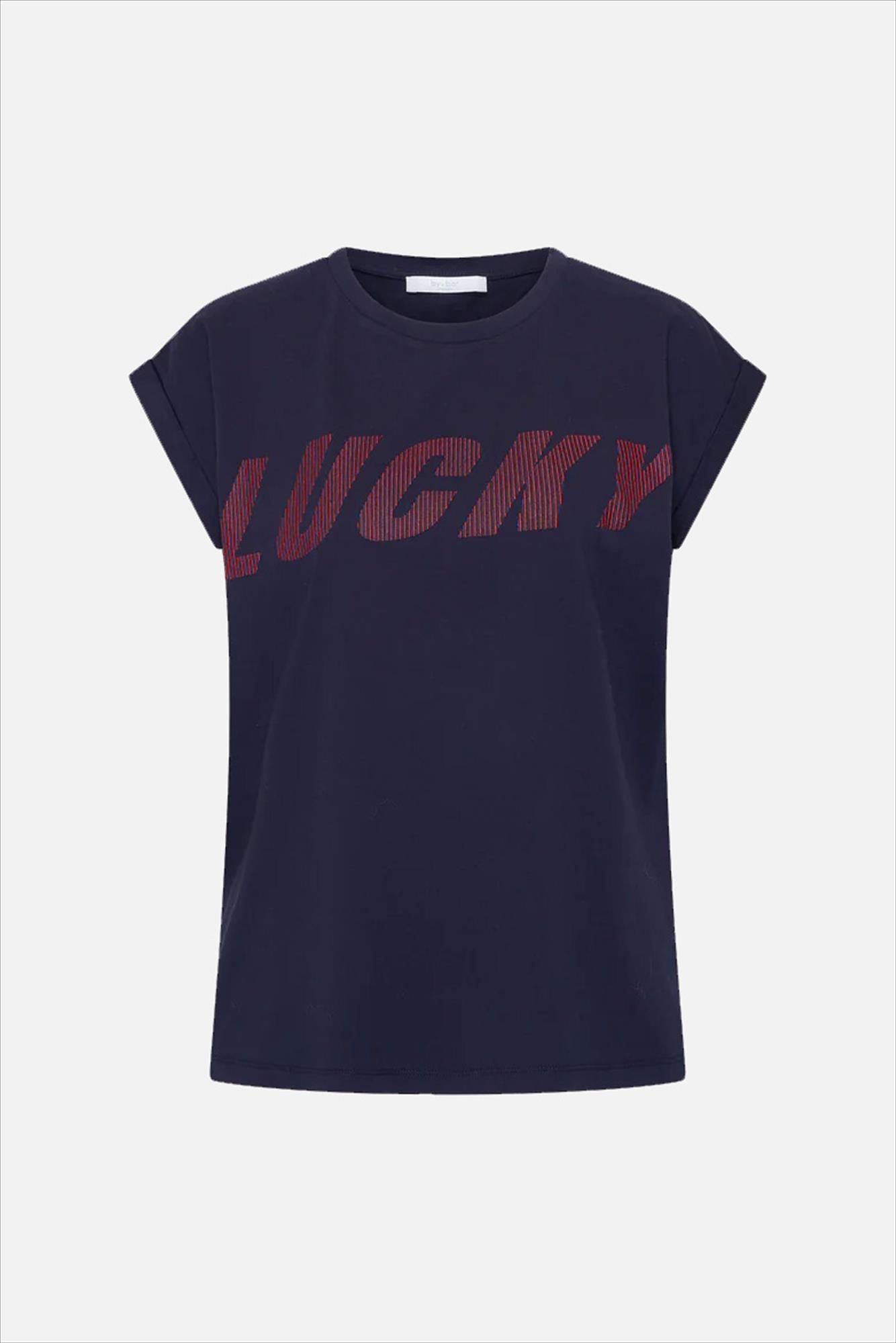 BY BAR - Donkerblauwe Tobi Striped Speed T-shirt