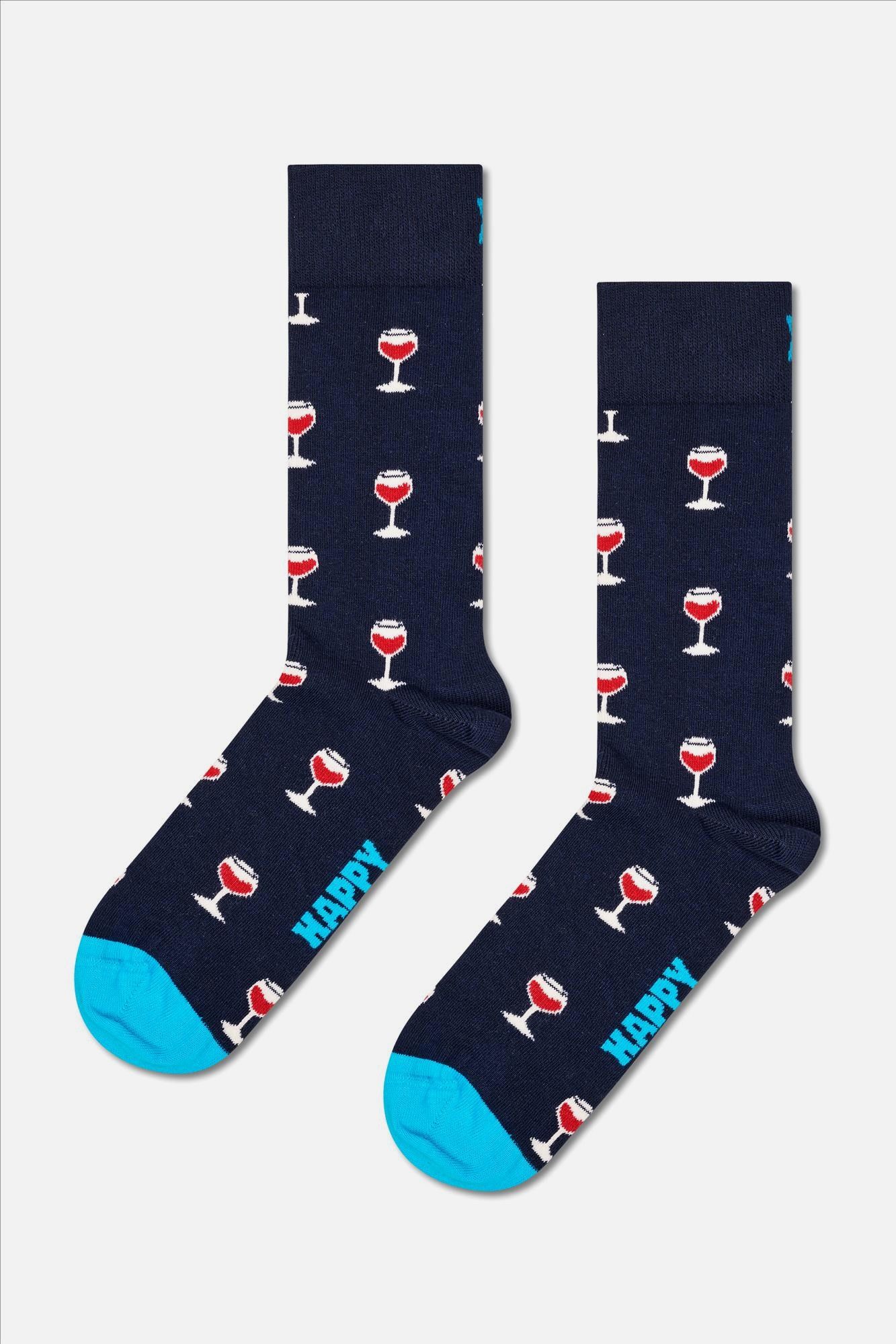 Happy Socks - Donkerblauw-Rode 2-pack Wine sokken, maat: 41-46