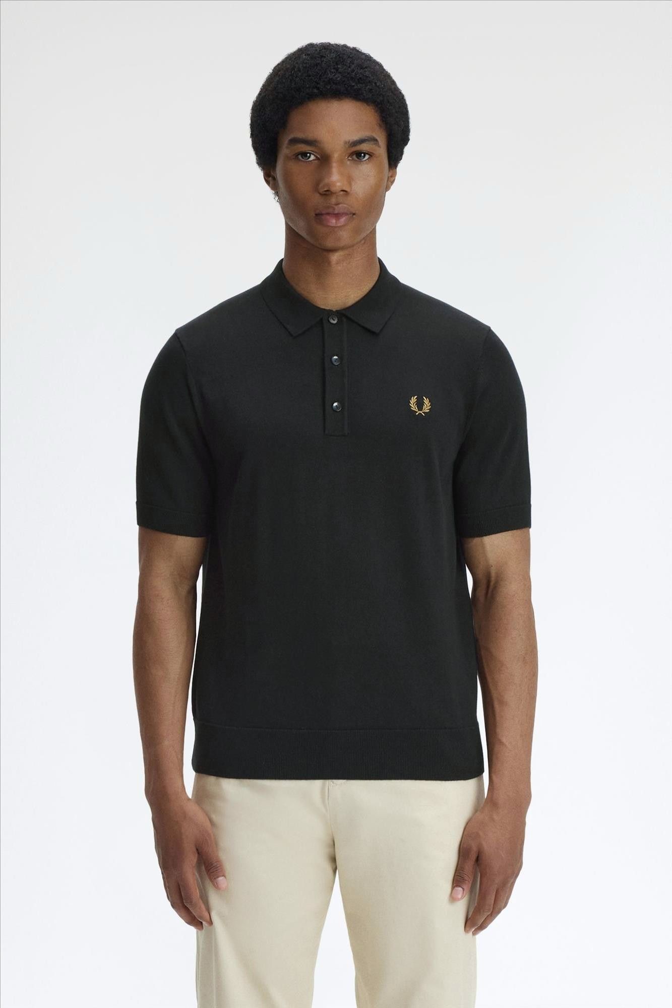 Fred Perry - Zwarte Knitted polo