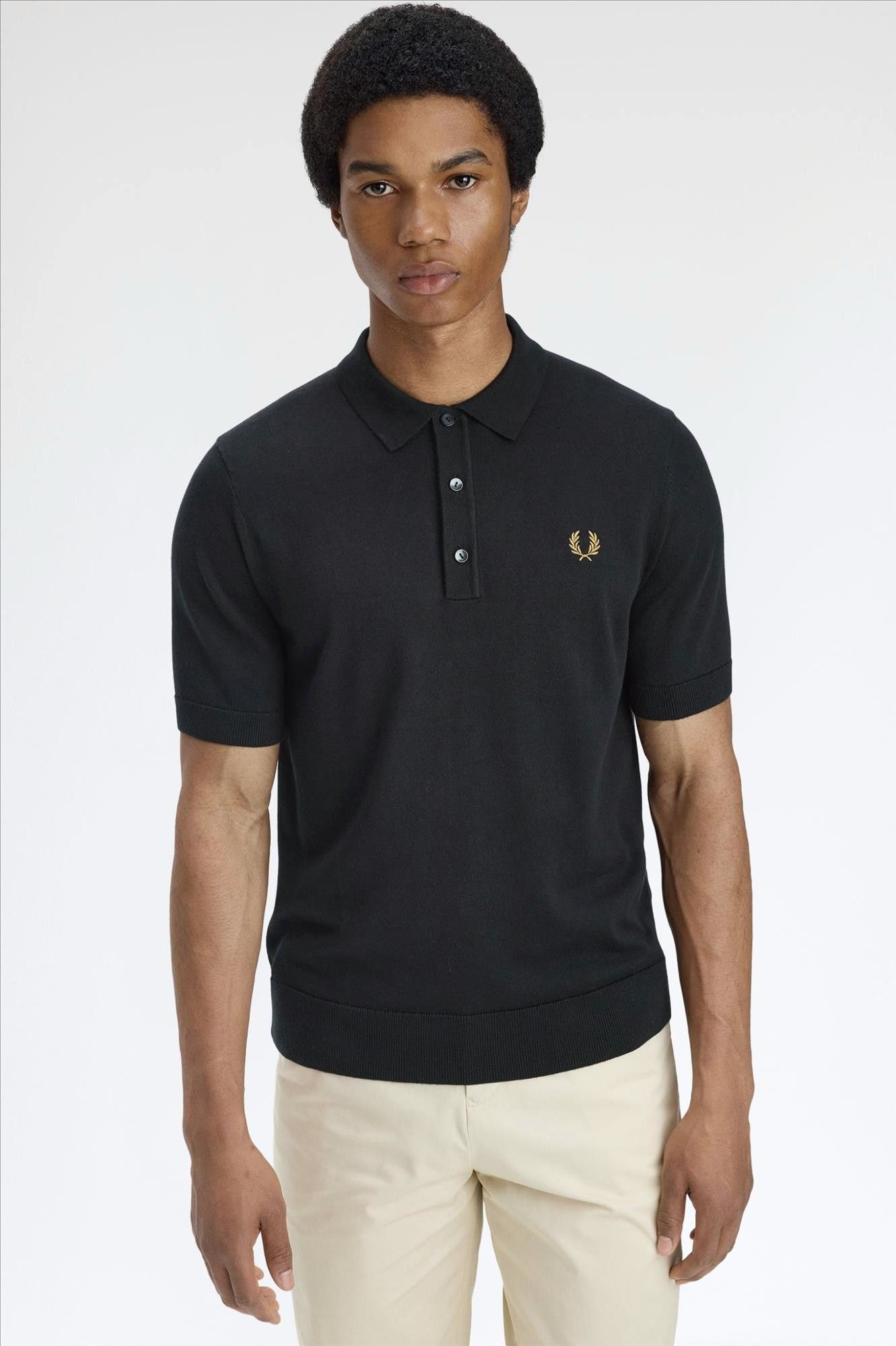 Fred Perry - Zwarte Knitted polo