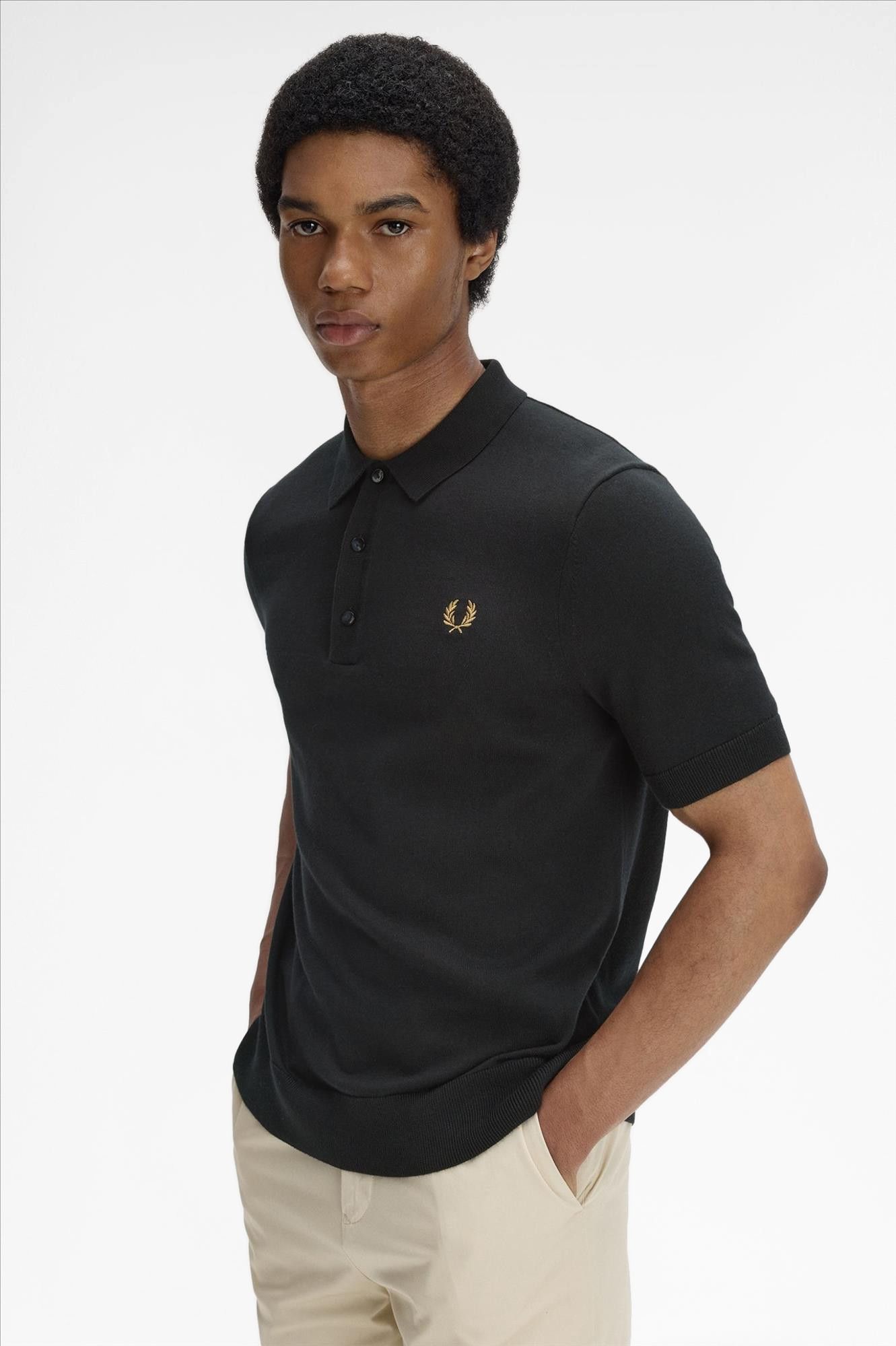 Fred Perry - Zwarte Knitted polo