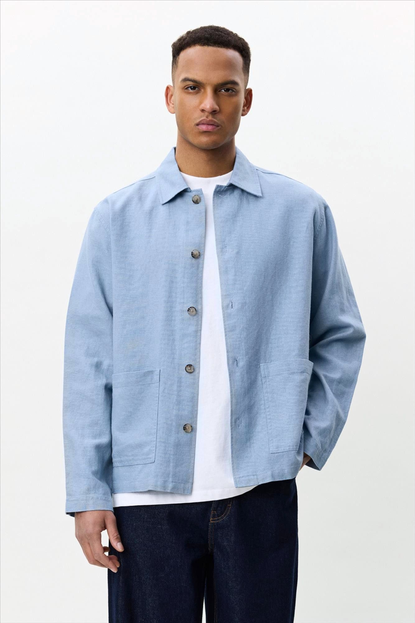 LES DEUX  - Lichtblauw Linen overhemd