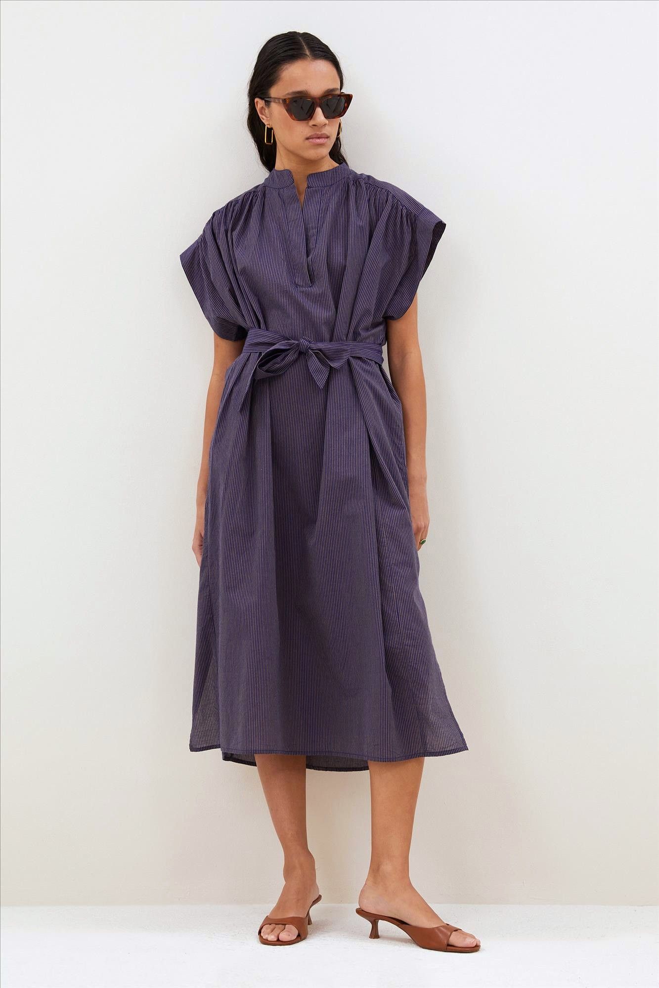 BY BAR - Donkerblauwe Nana Stripe jurk