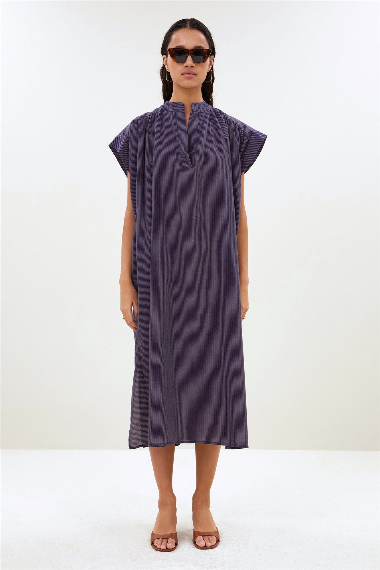 BY BAR - Donkerblauwe Nana Stripe jurk