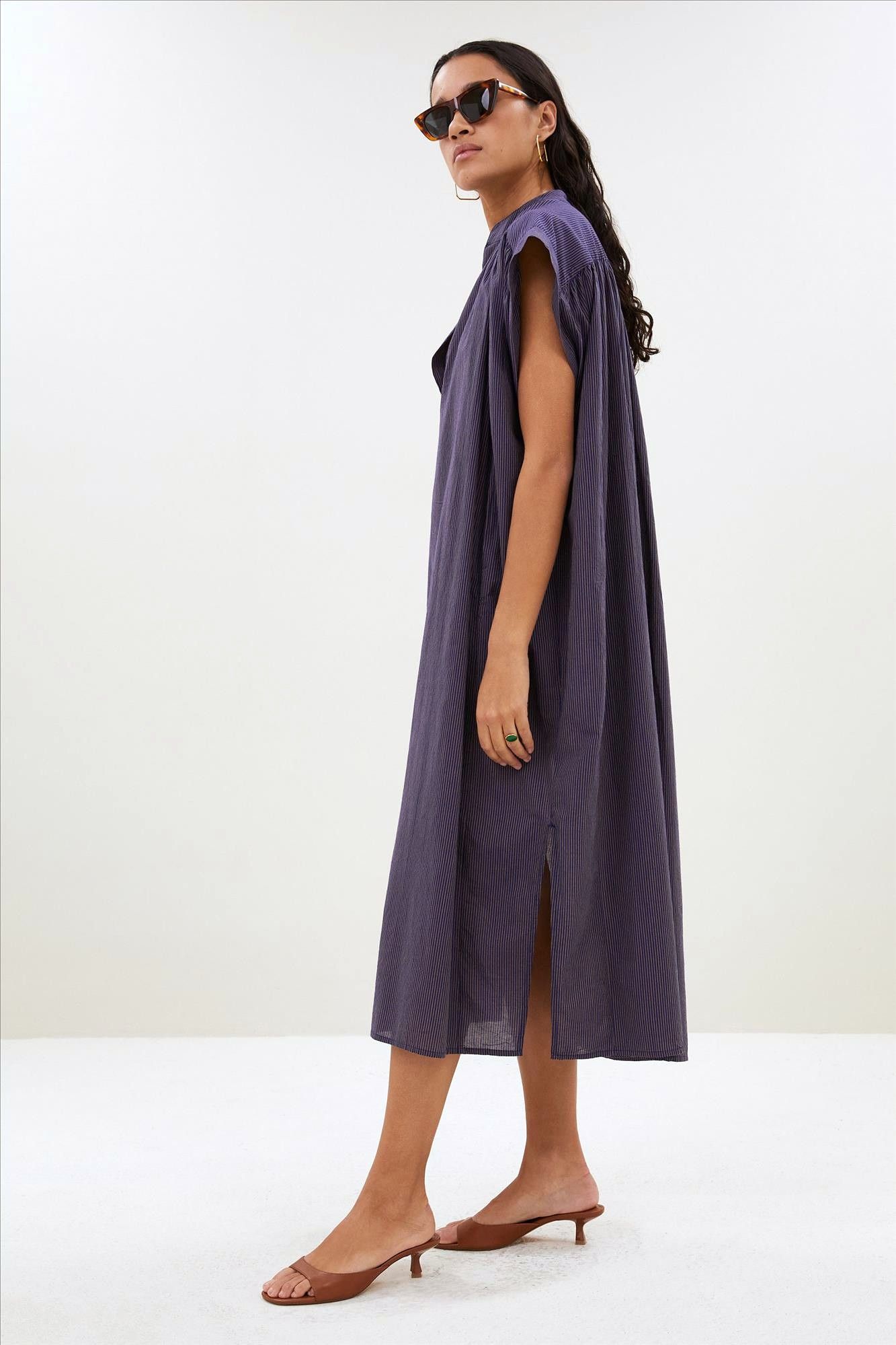 BY BAR - Donkerblauwe Nana Stripe jurk