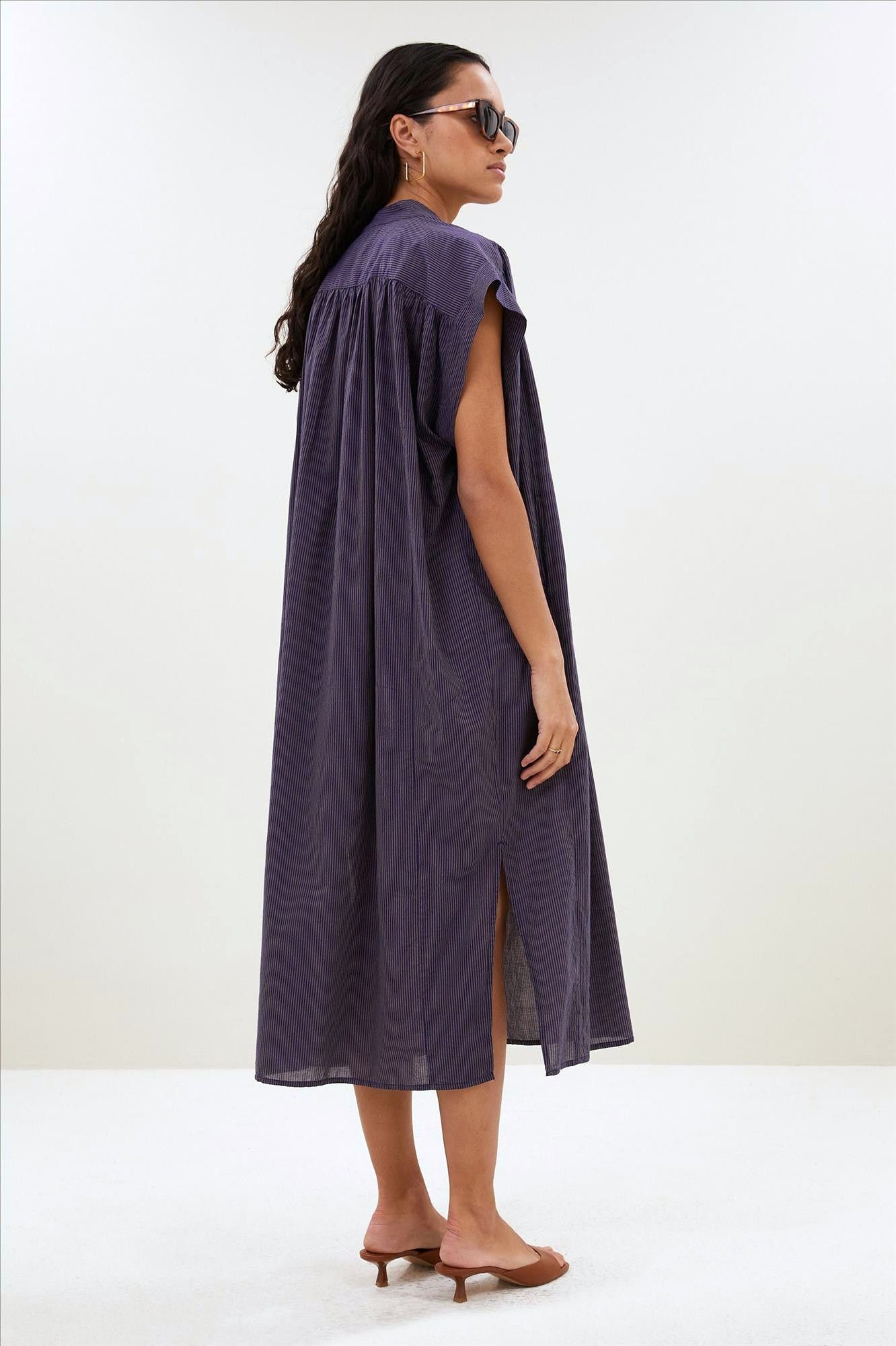 BY BAR - Donkerblauwe Nana Stripe jurk