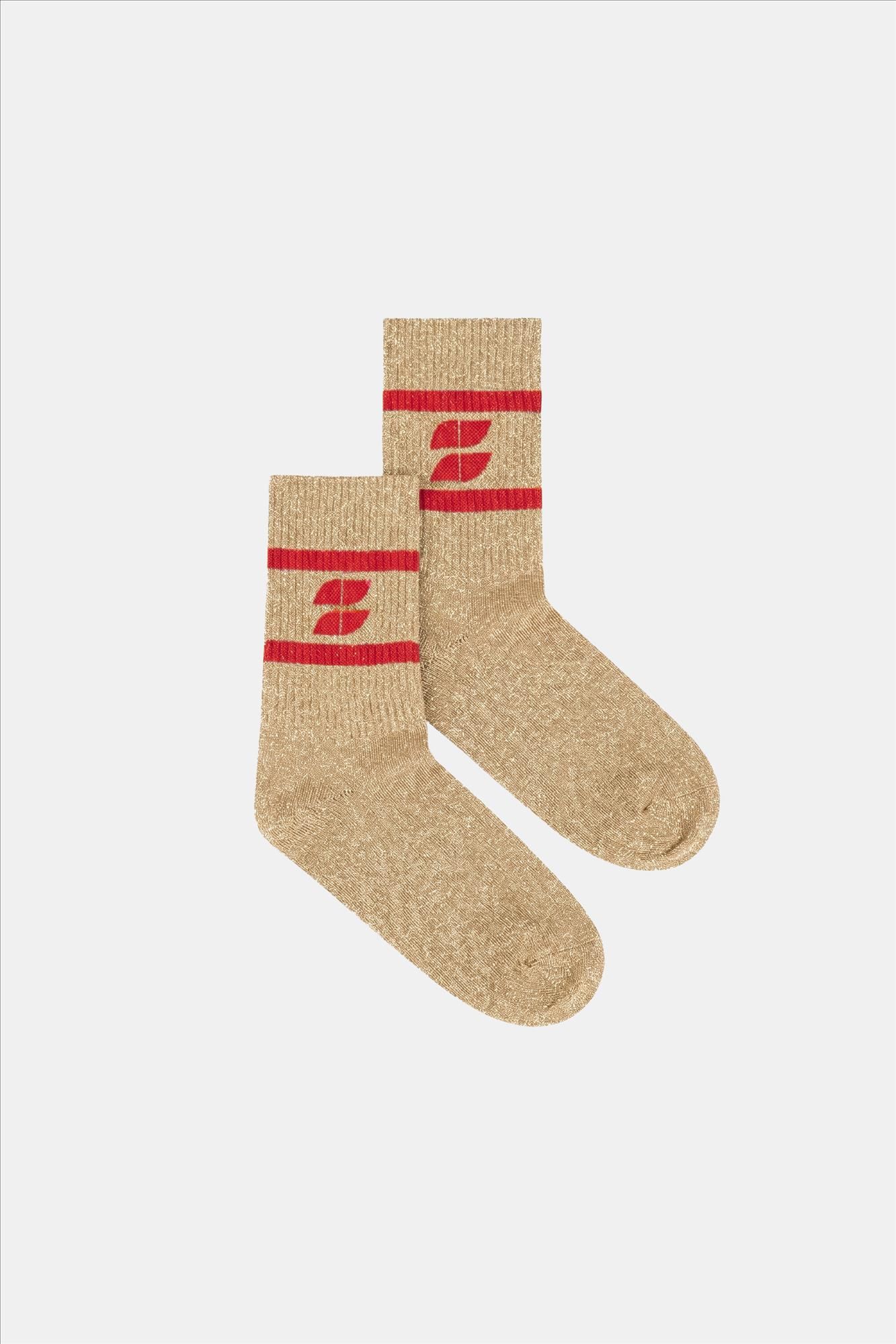 BY BAR - Gouden Logo Glitter sokken