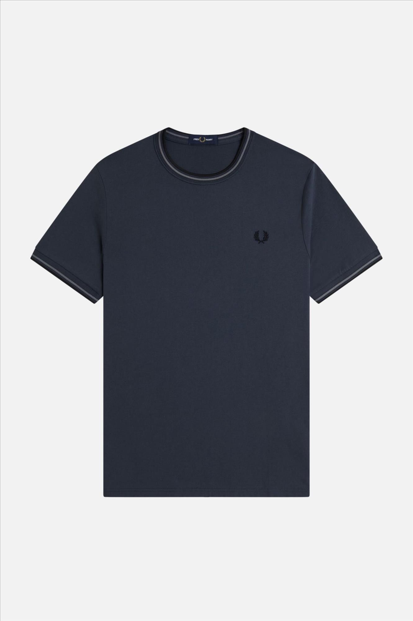 Fred Perry - Donkerblauw-Grijze Twin Tipped T-shirt