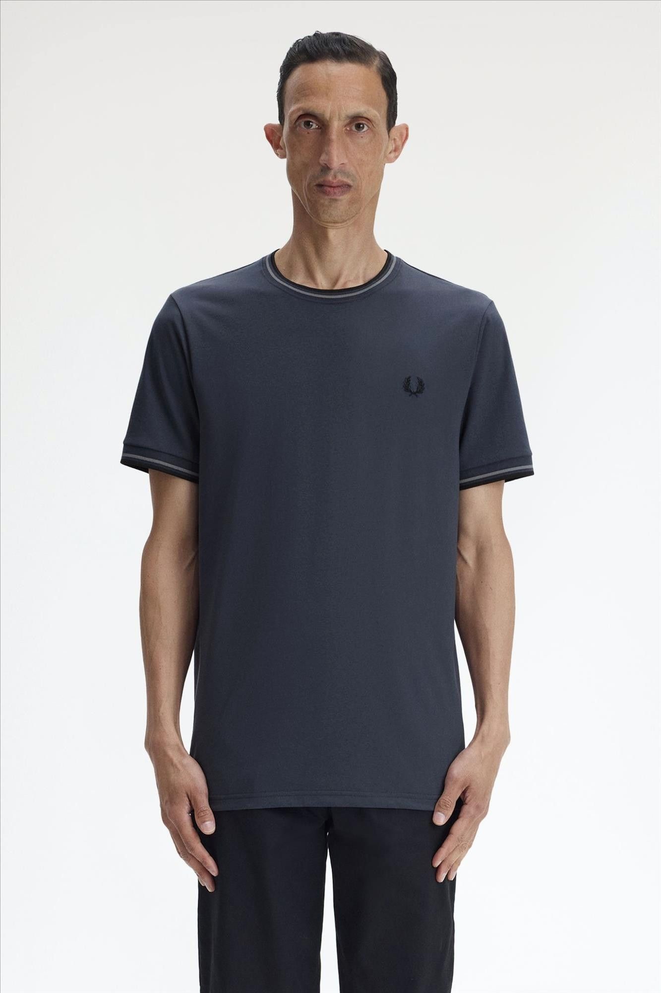 Fred Perry - Donkerblauw-Grijze Twin Tipped T-shirt
