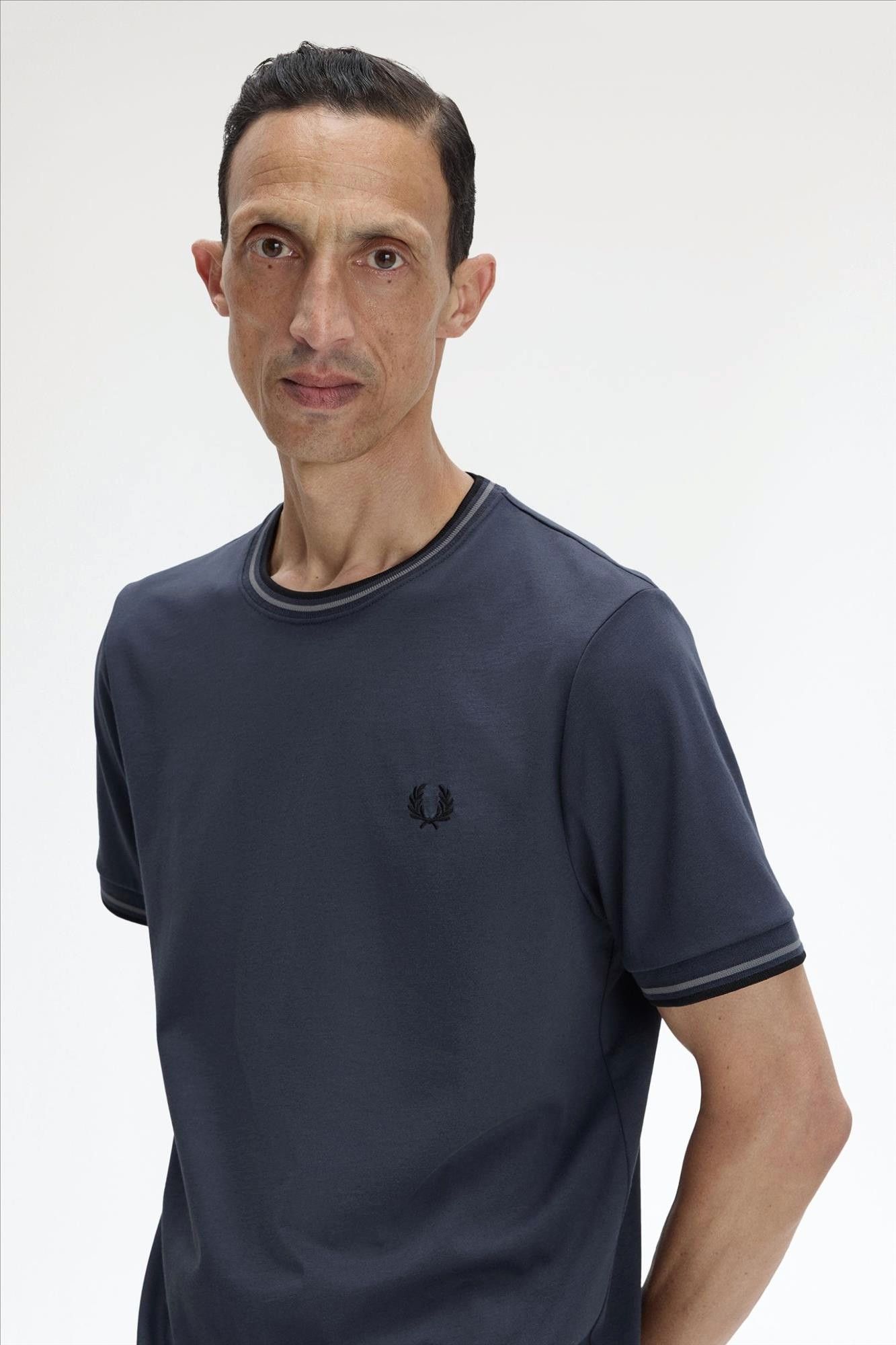 Fred Perry - Donkerblauw-Grijze Twin Tipped T-shirt