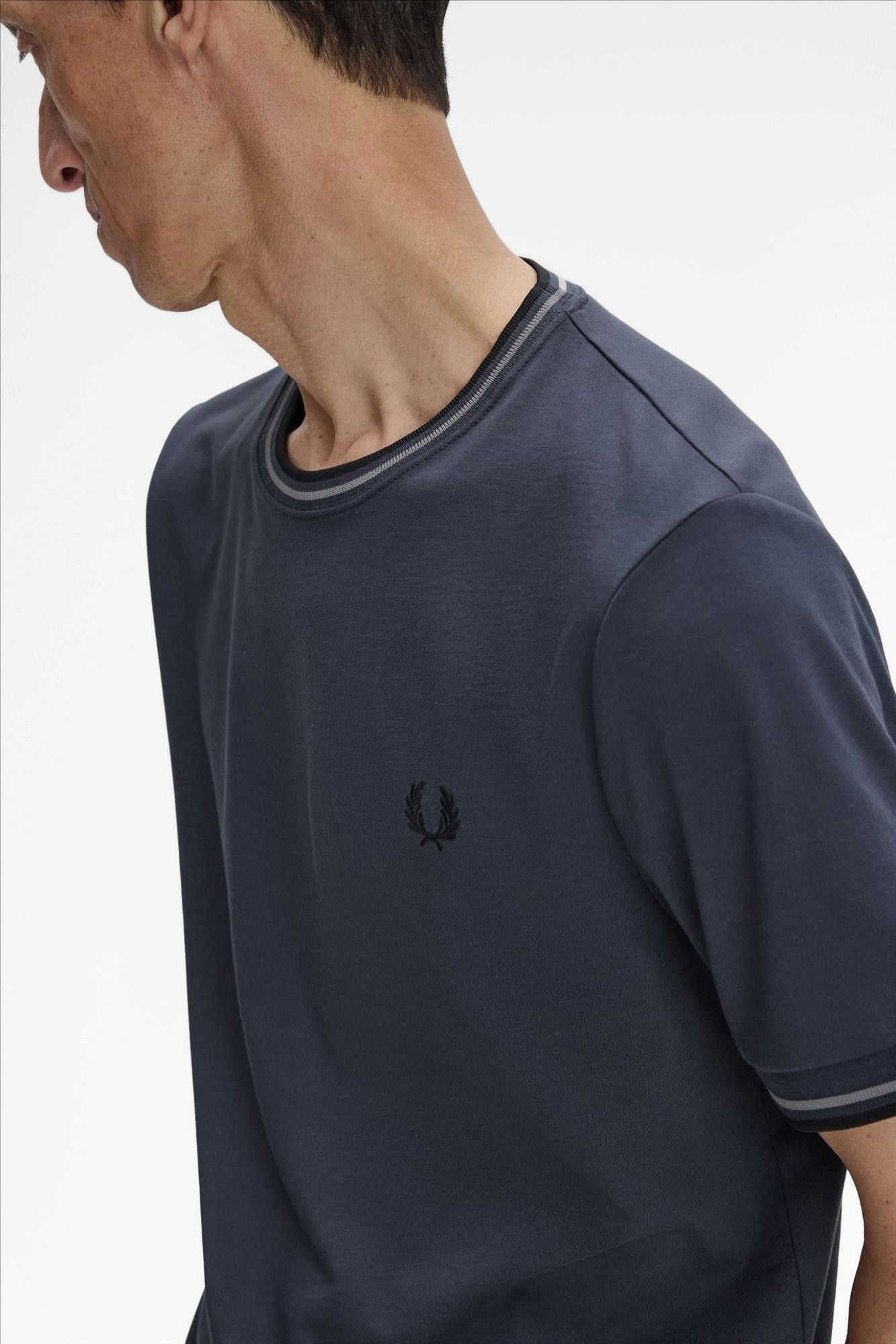Fred Perry - Donkerblauw-Grijze Twin Tipped T-shirt