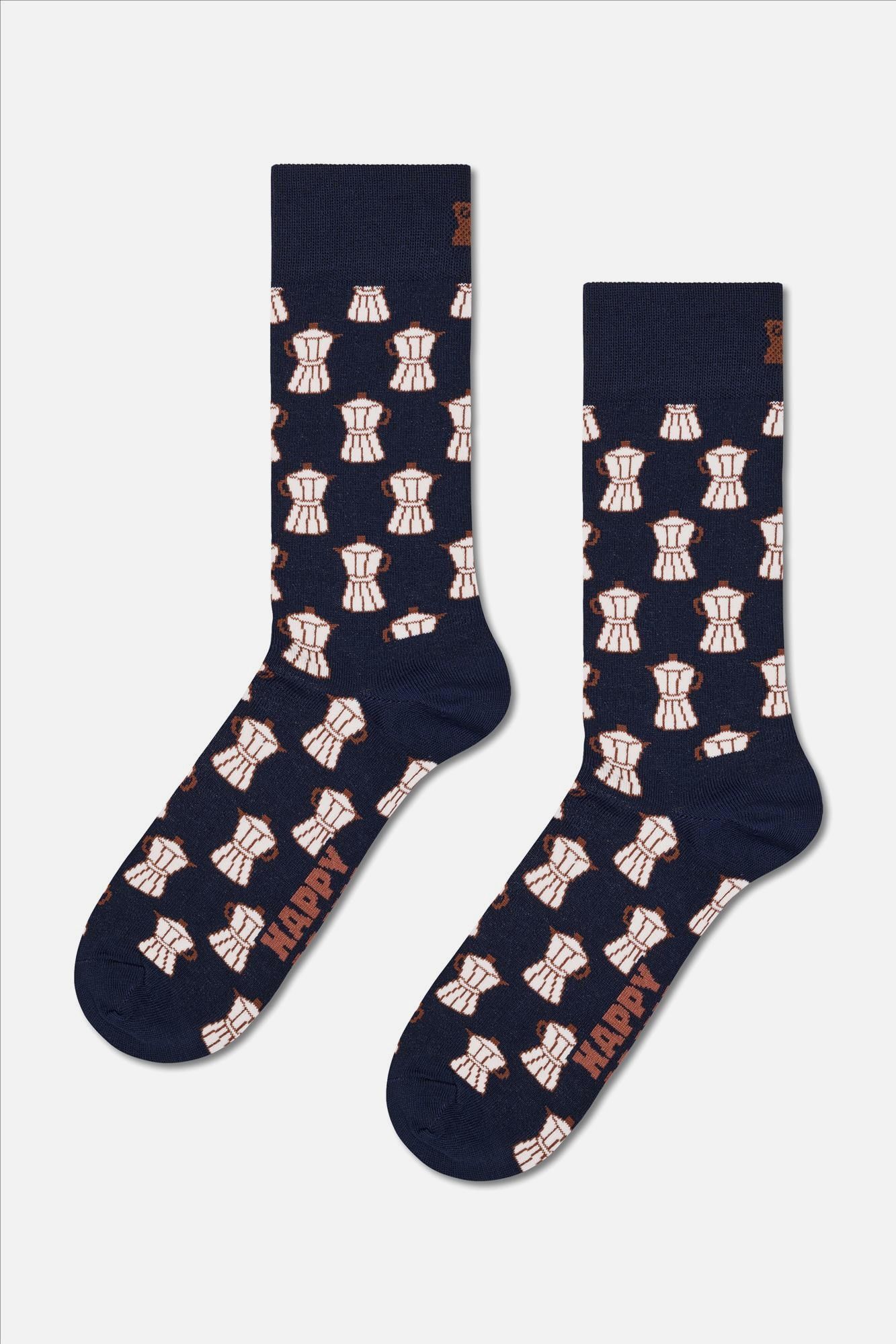 Happy Socks - Donkerblauwe 4-pack Coffee sokken, maat: 41-46