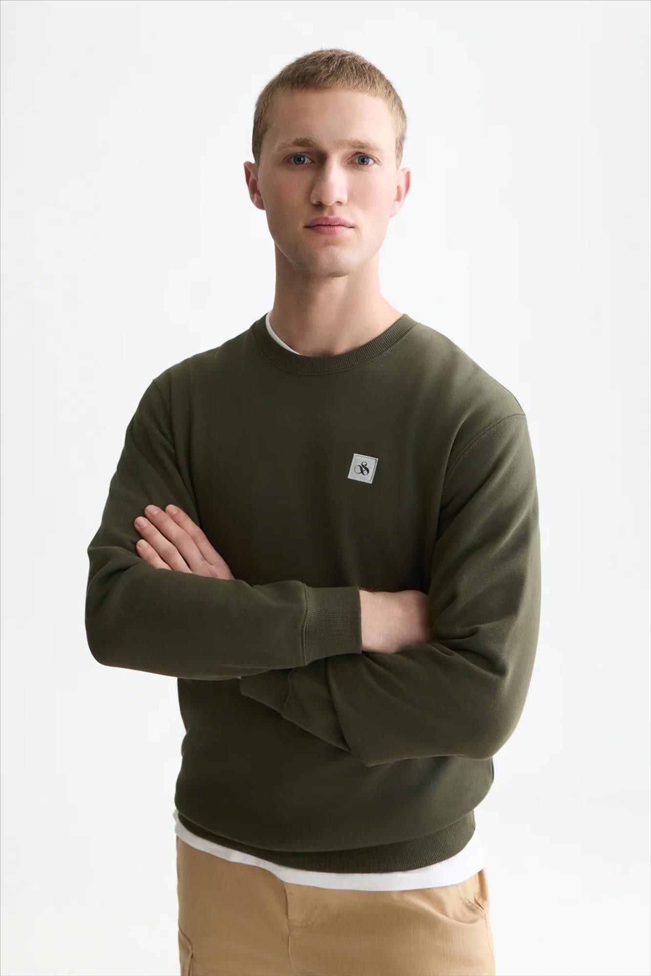 Scotch & Soda - Kaki Logo Badge sweater