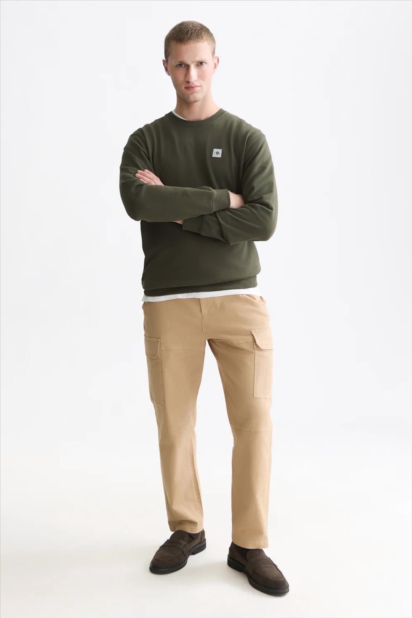 Scotch & Soda - Kaki Logo Badge sweater