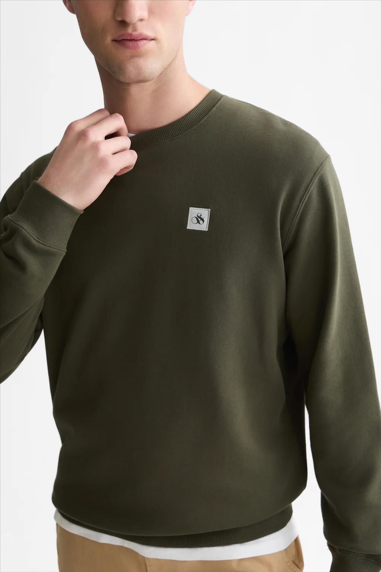 Scotch & Soda - Kaki Logo Badge sweater
