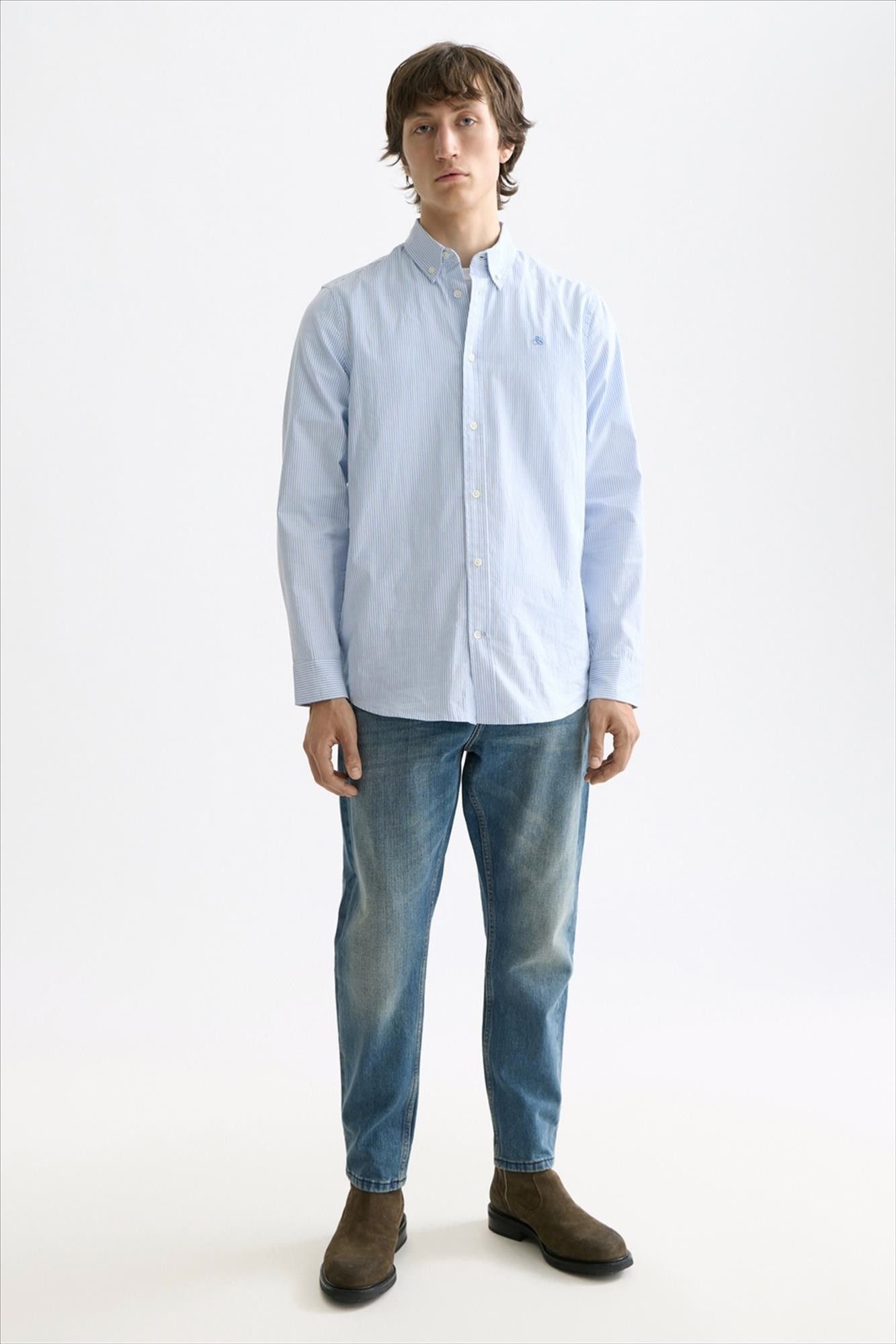 Scotch & Soda - Blauw-Wit Essential Gestreept hemd