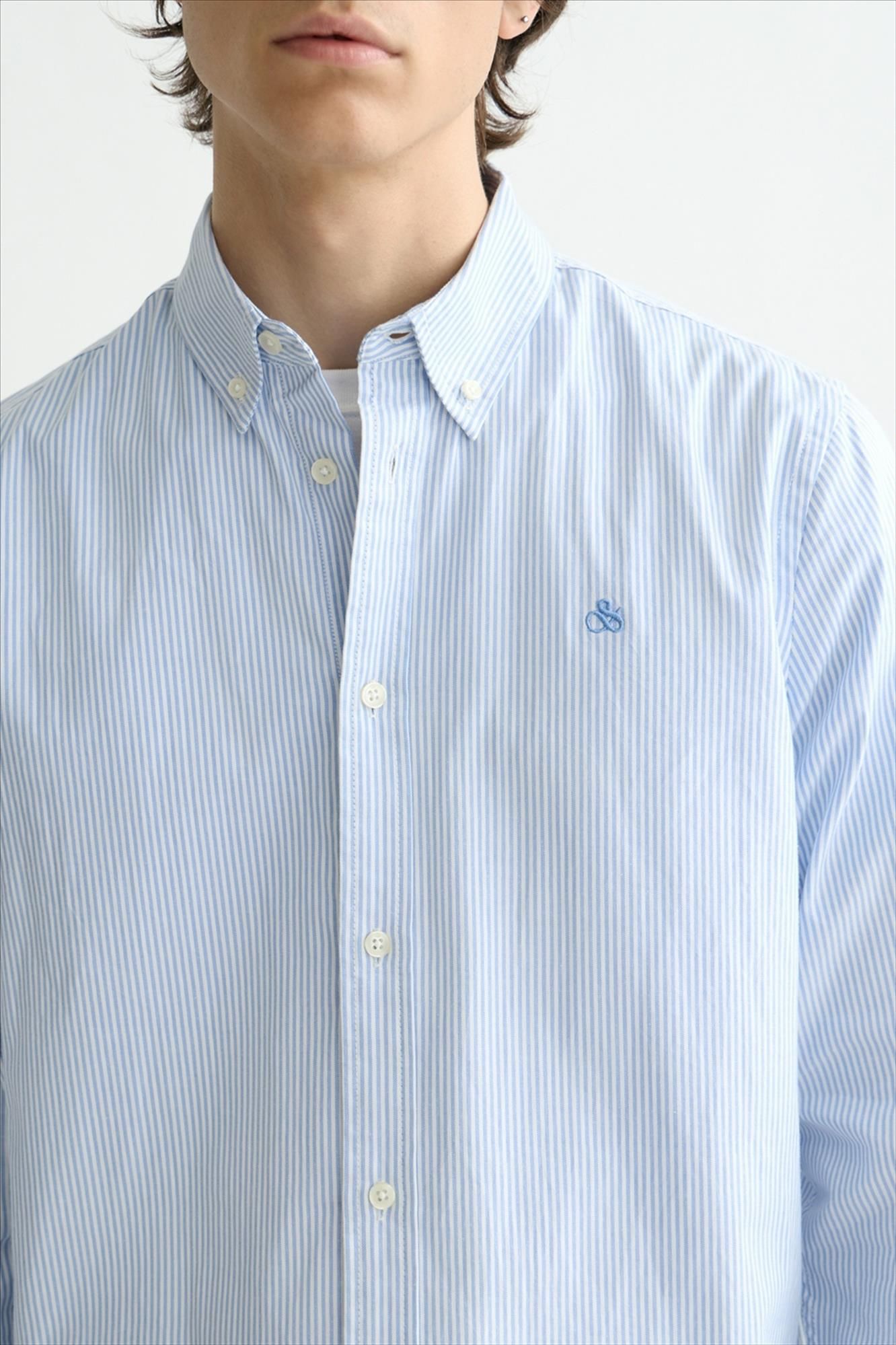 Scotch & Soda - Blauw-Wit Essential Gestreept hemd