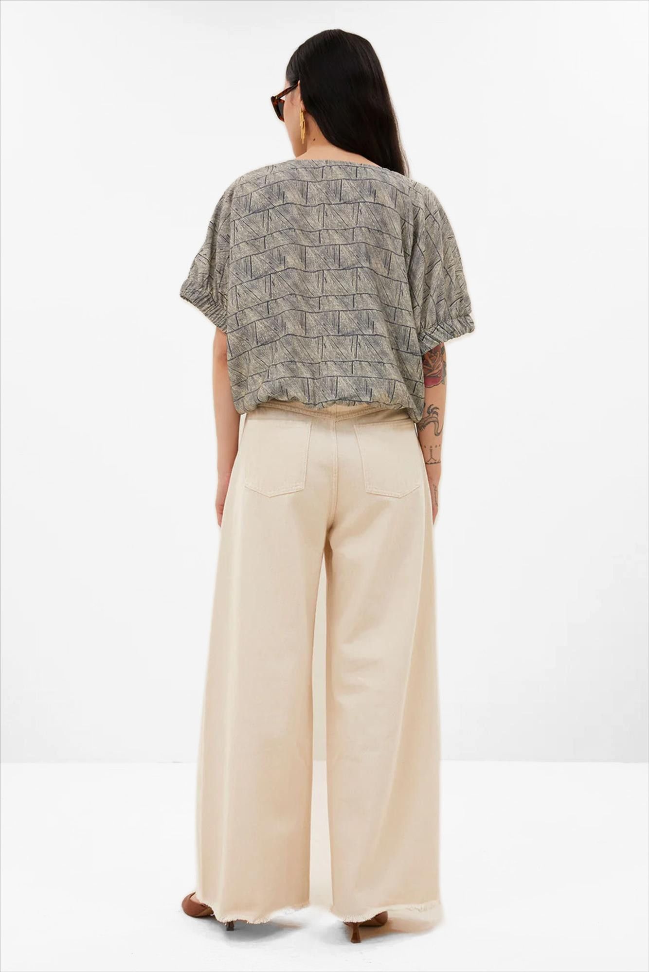 BY BAR - Ecru Lux Grain broek