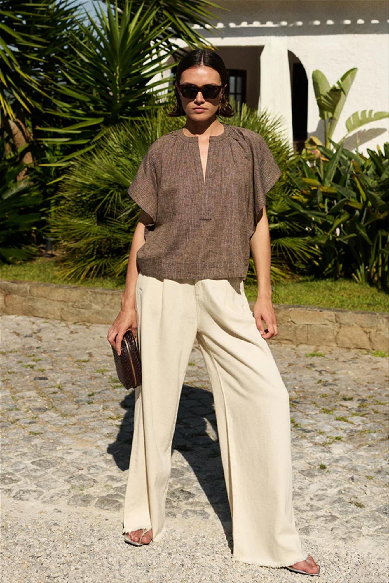 BY BAR - Ecru Lux Grain broek
