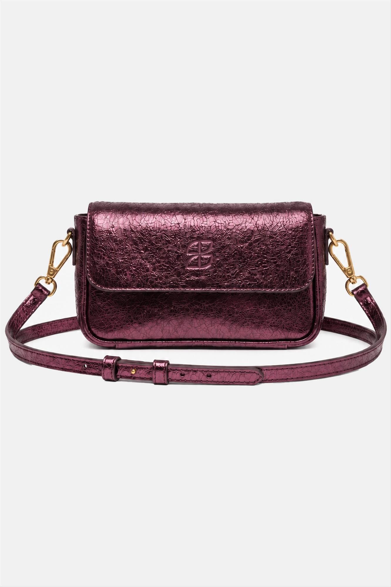 BY BAR - Donkerbruine Jude Metallic handtas